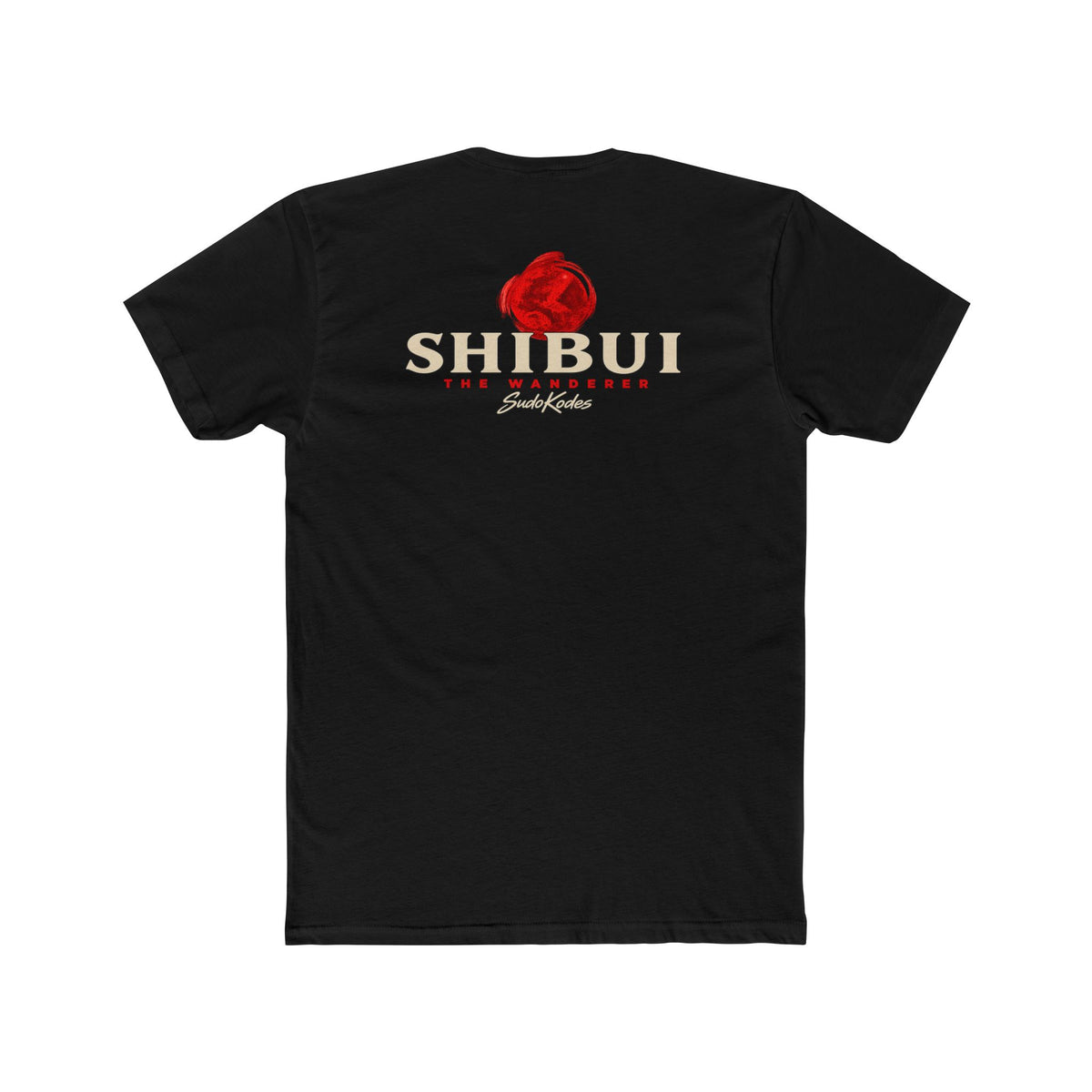 The Wanderer, a Shibui design, on a men's cotton crew tee
