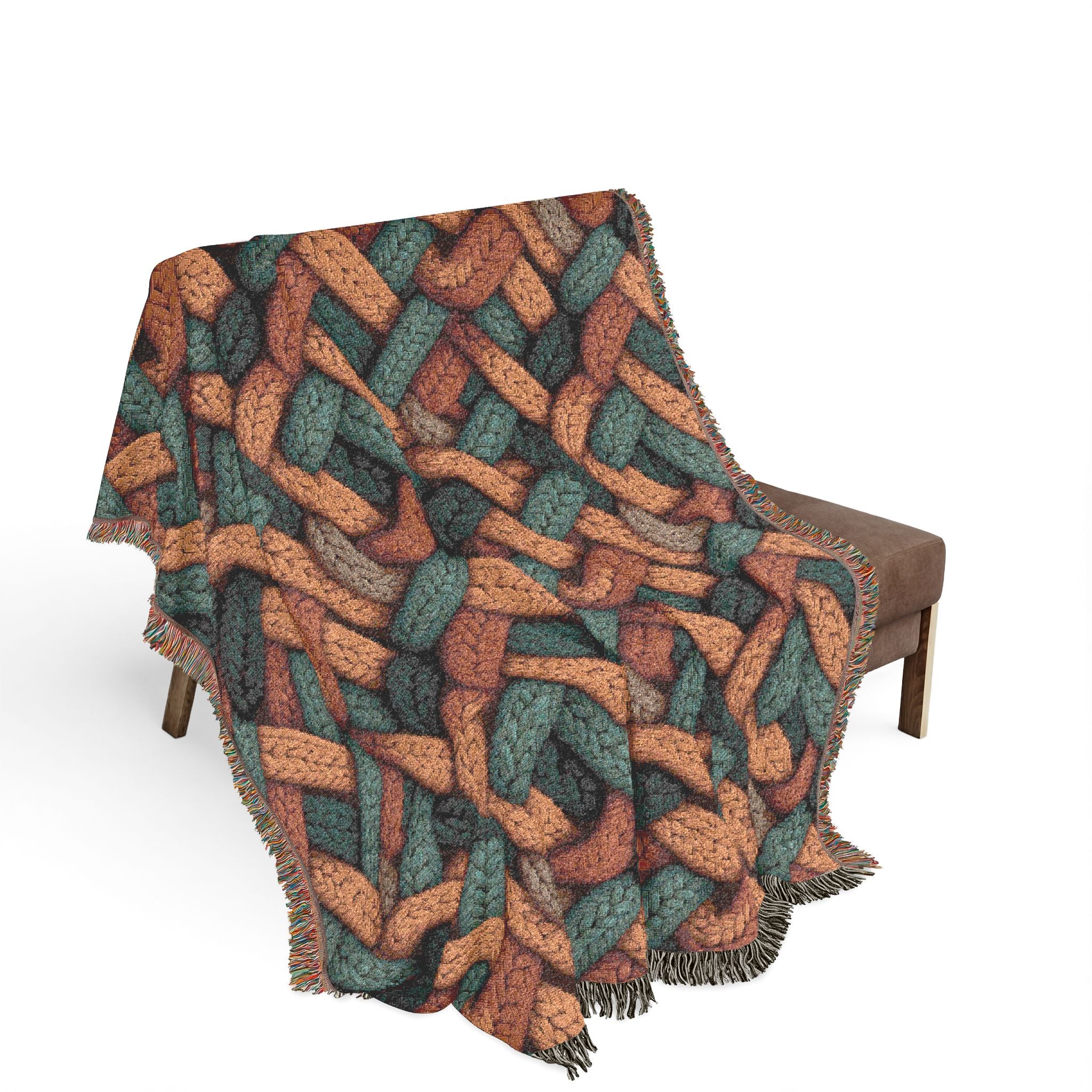 Woven Throw Blanket — Reversible Cozy Check Pattern for Living Room & Cabin - Design 07