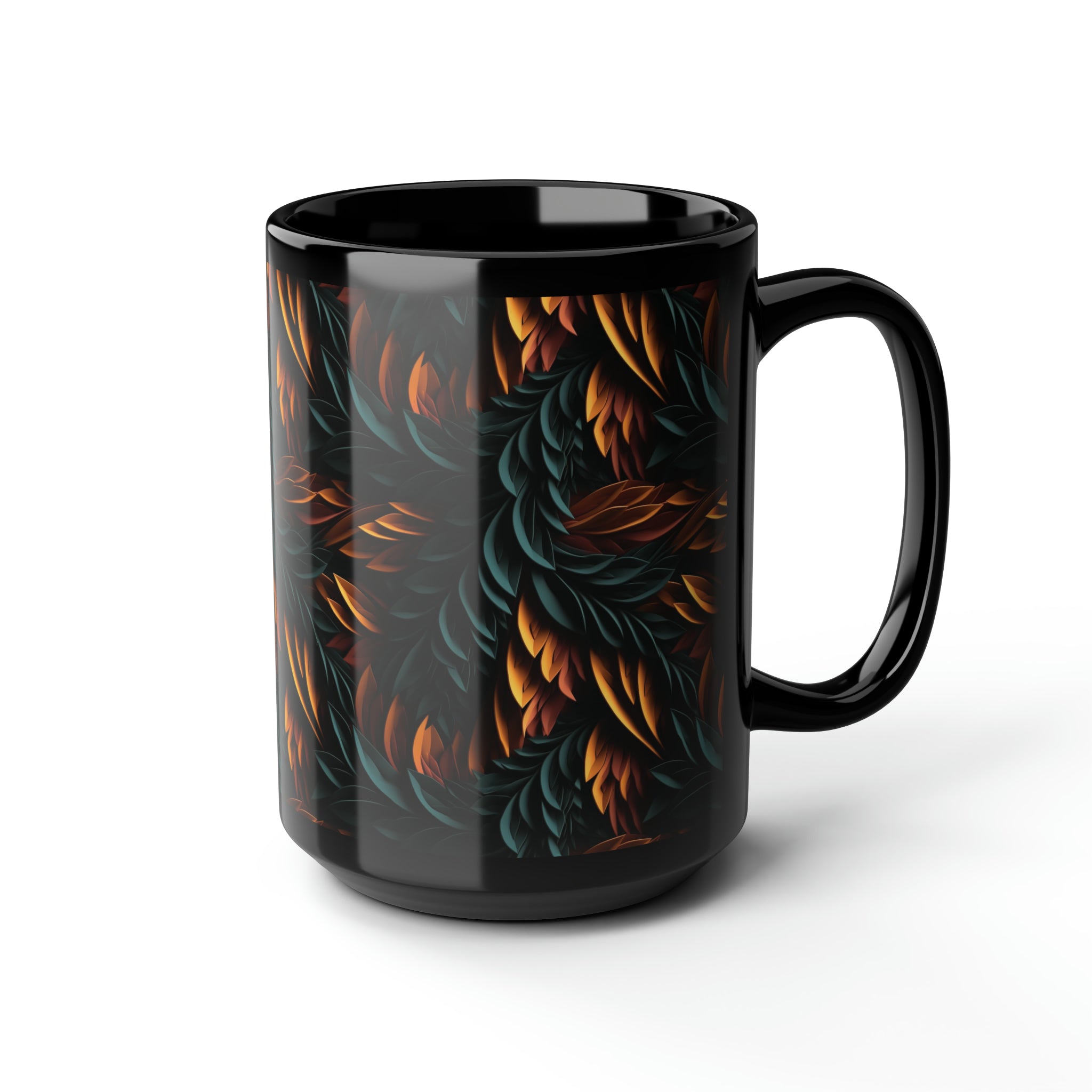 Black Mug, 15oz (AOP) - 3D Art Designs 02