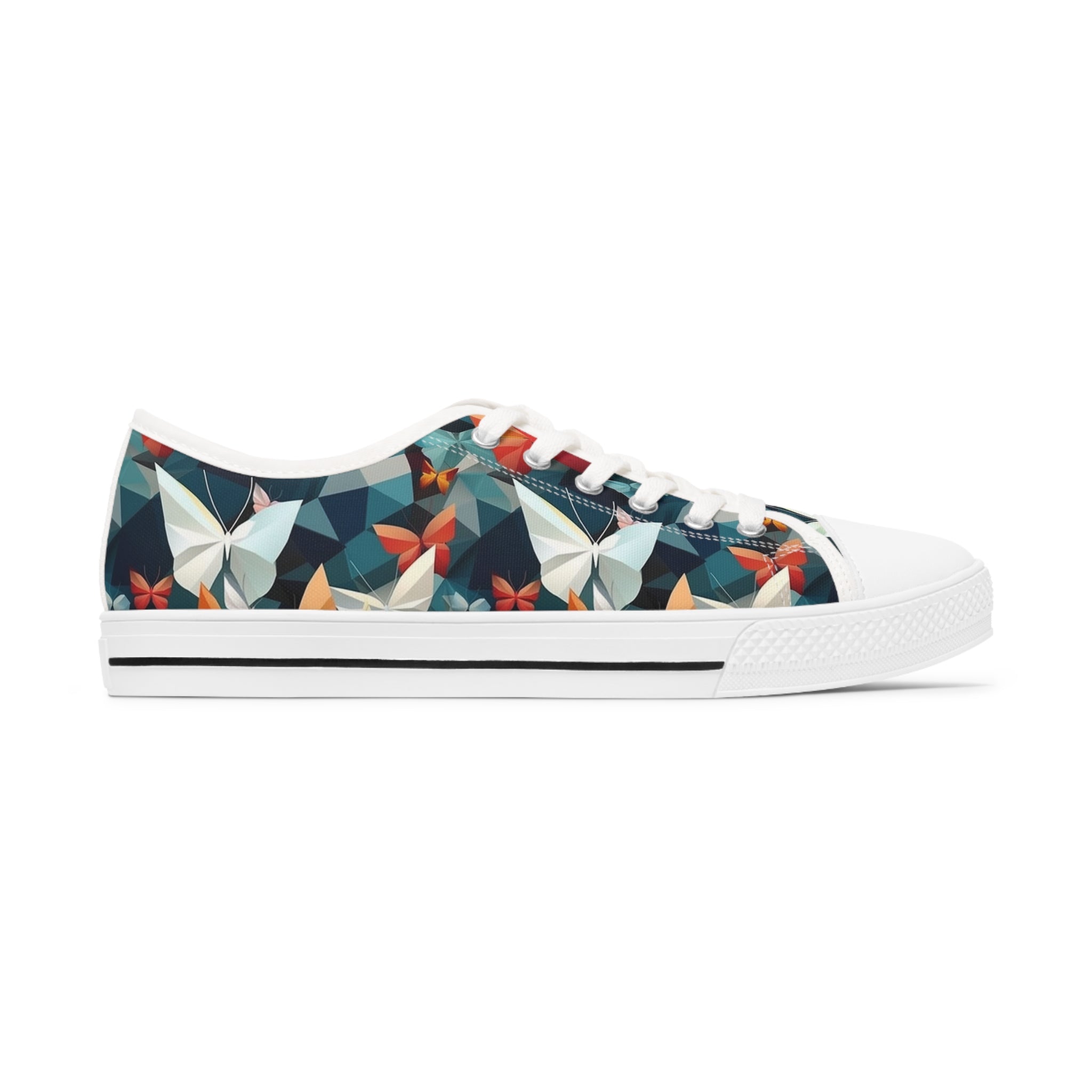 Women's Low Top Sneakers (AOP) - Seamless Butterfly Designs 09