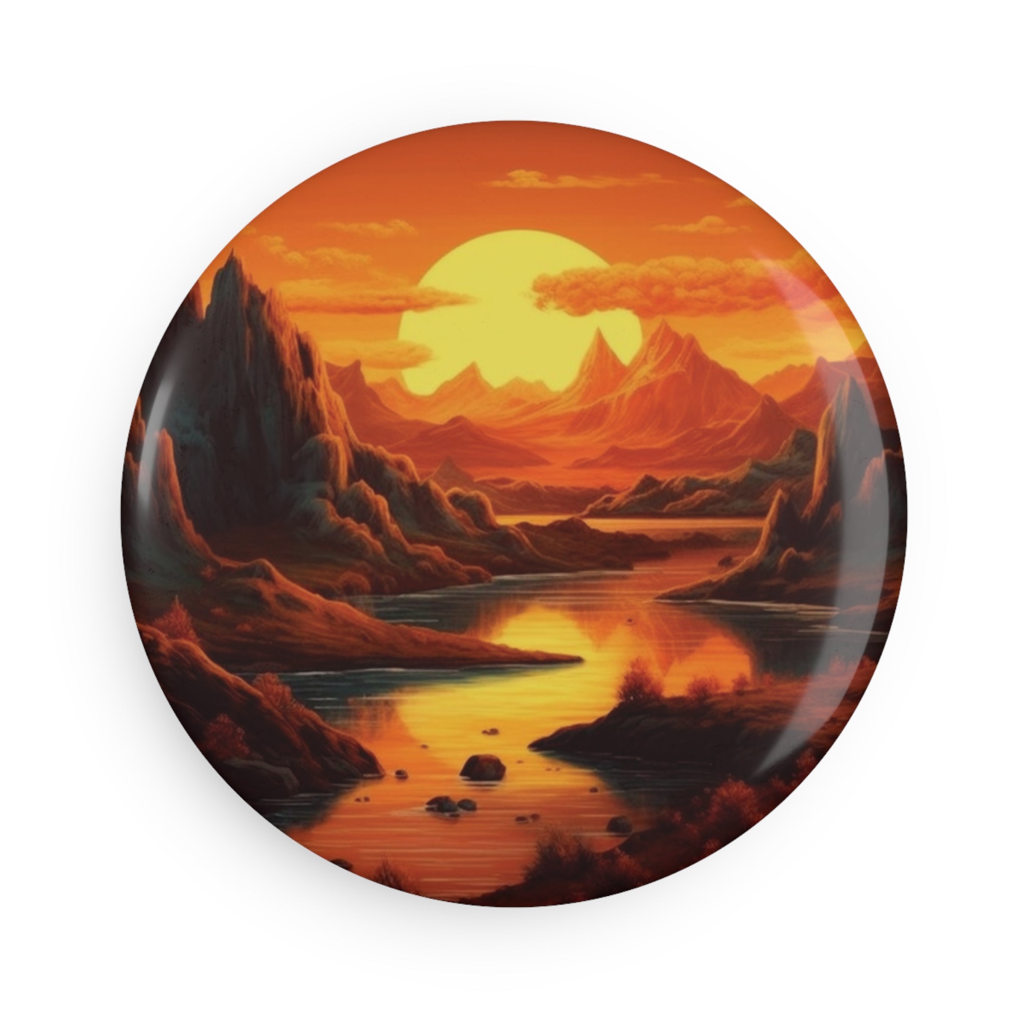 Button Magnet, Round (1 & 10 pcs) - Sunsets 01