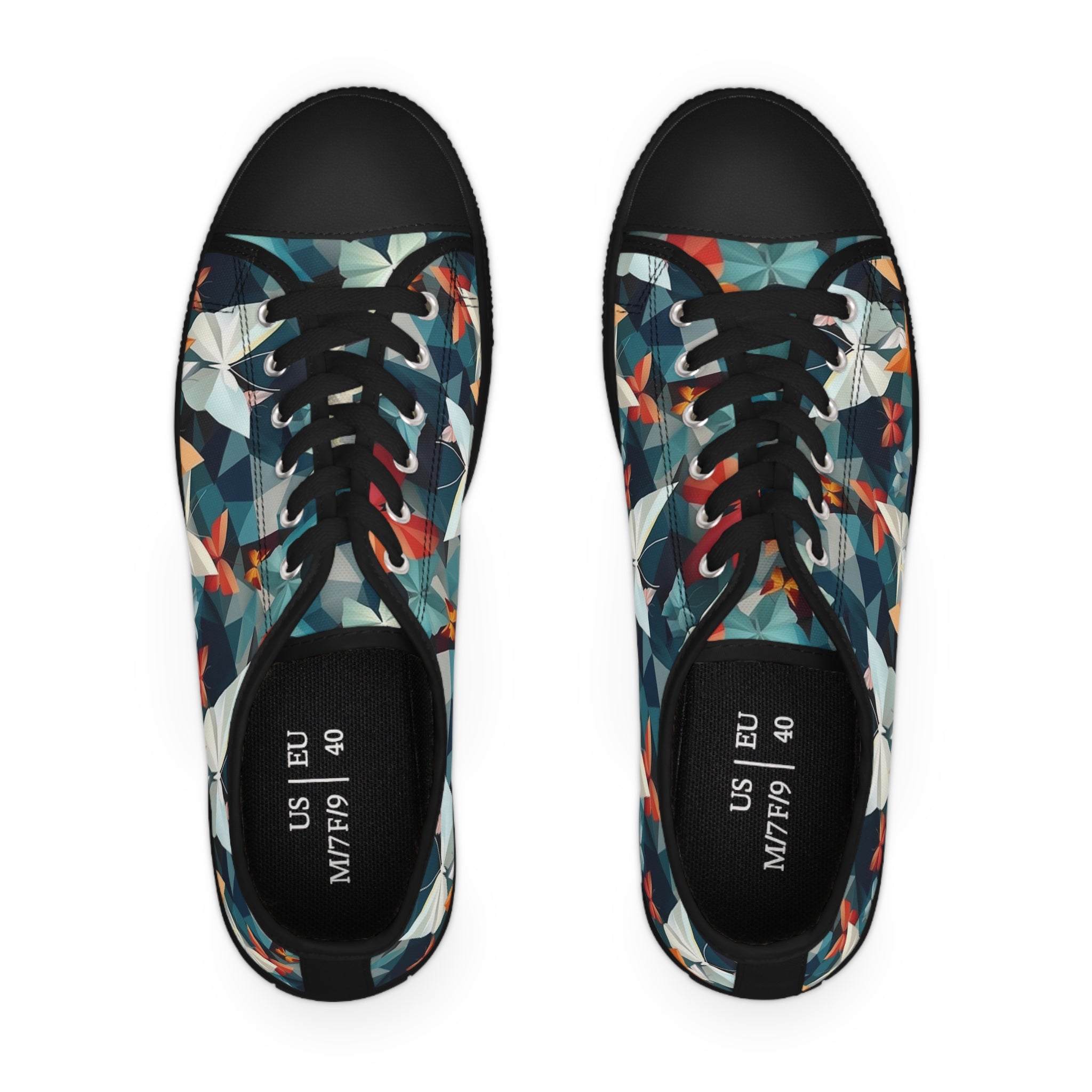 Women's Low Top Sneakers (AOP) - Seamless Butterfly Designs 09