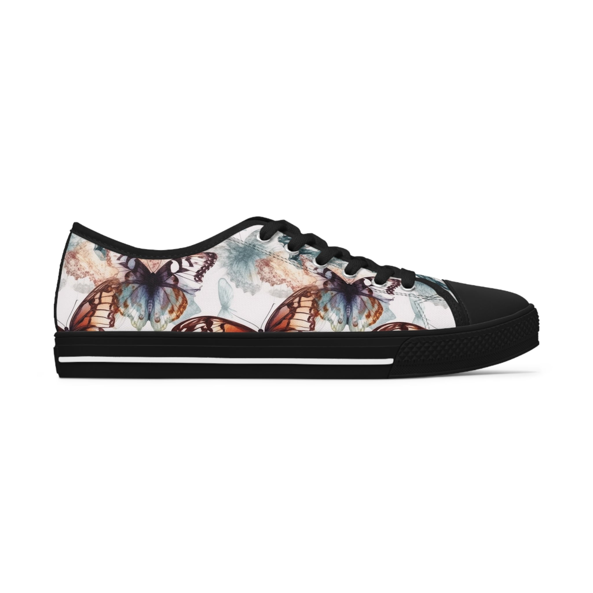 Women's Low Top Sneakers (AOP) - Seamless Butterfly Designs 07