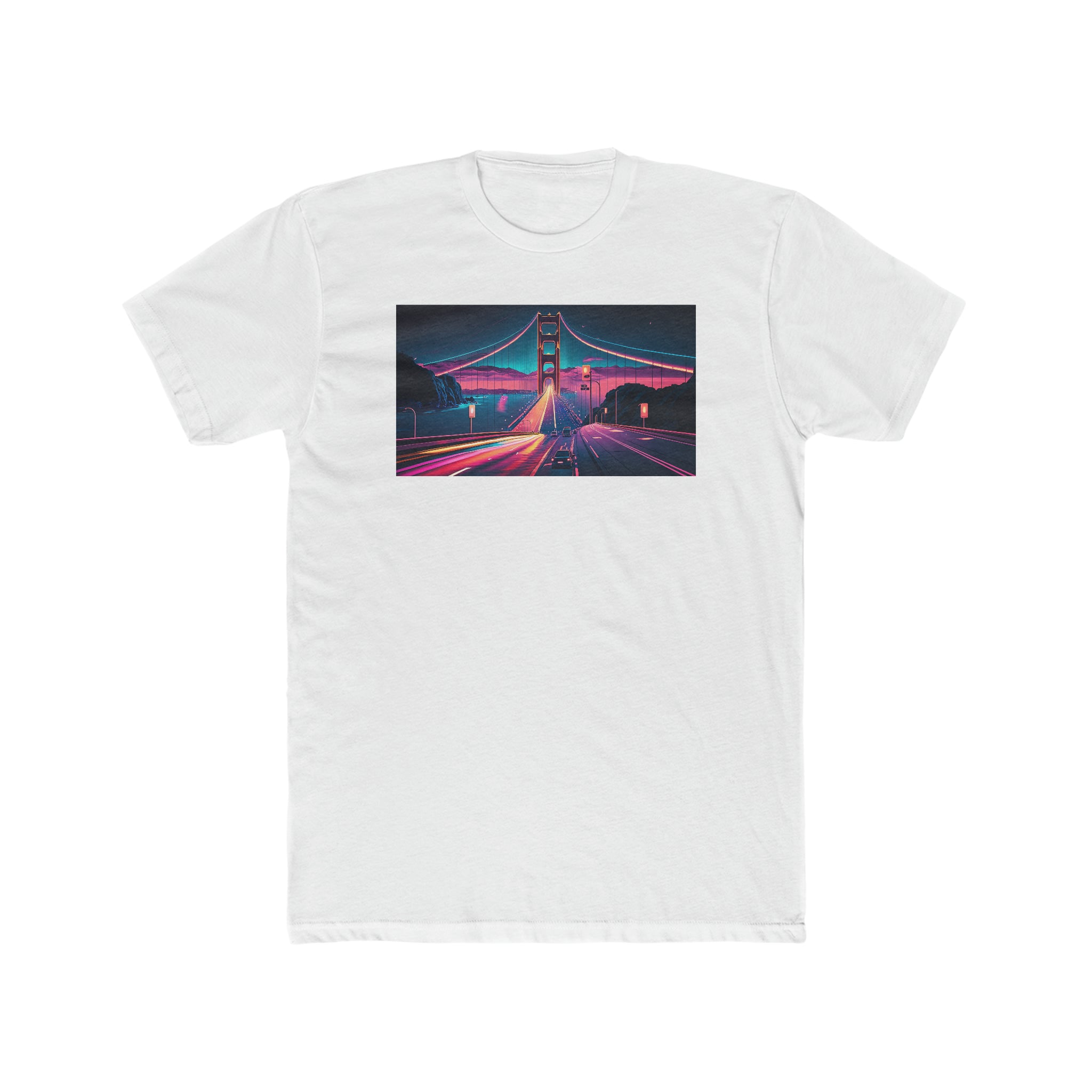 Men's Cotton Crew Tee - Fantasy Art - Golden Gate Bridge