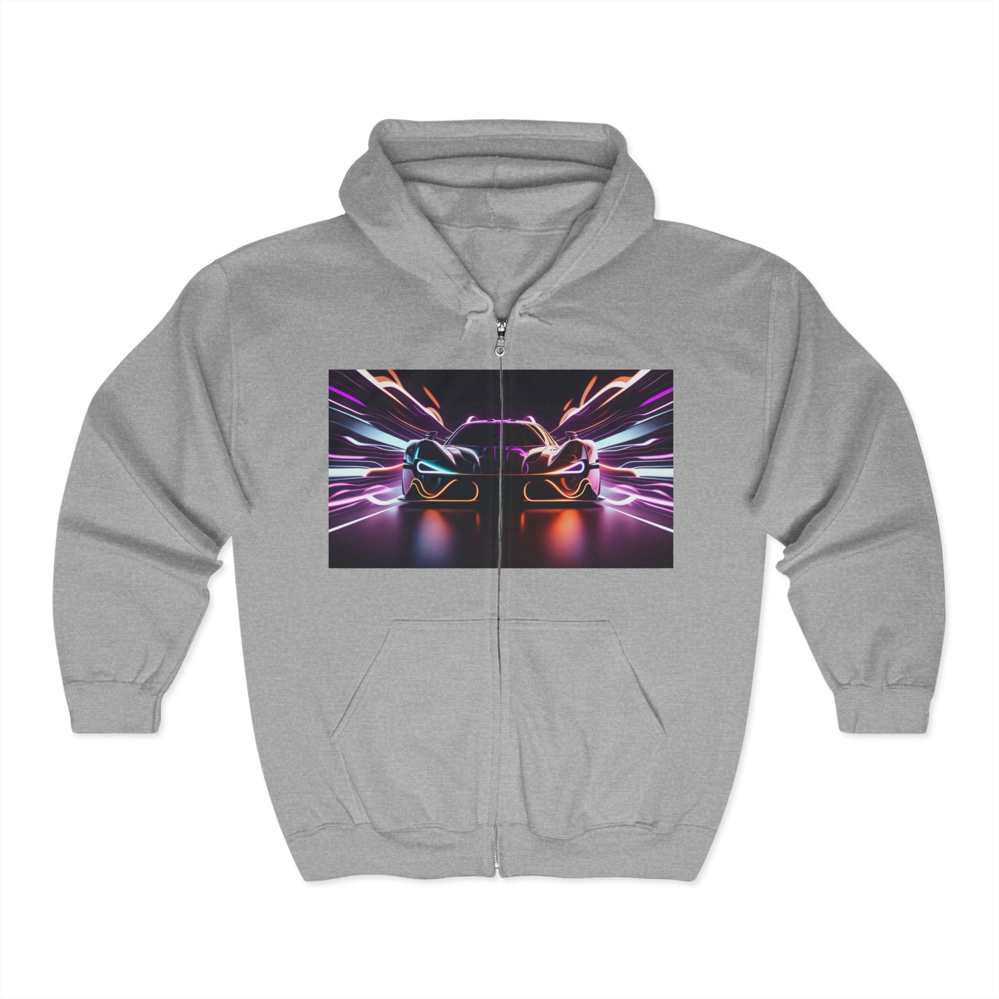 Unisex Heavy Blend™ Full Zip Hooded Sweatshirt - Neon Car 01