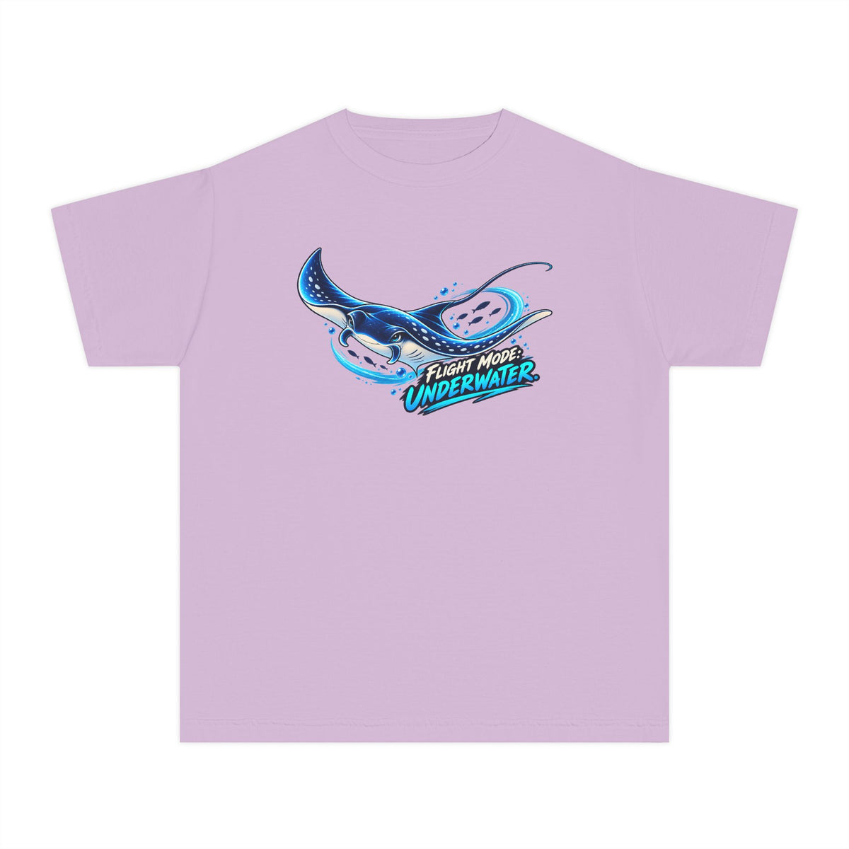 Manta Ray Flying Underwater, a Science design, on a youth midweight cotton tee