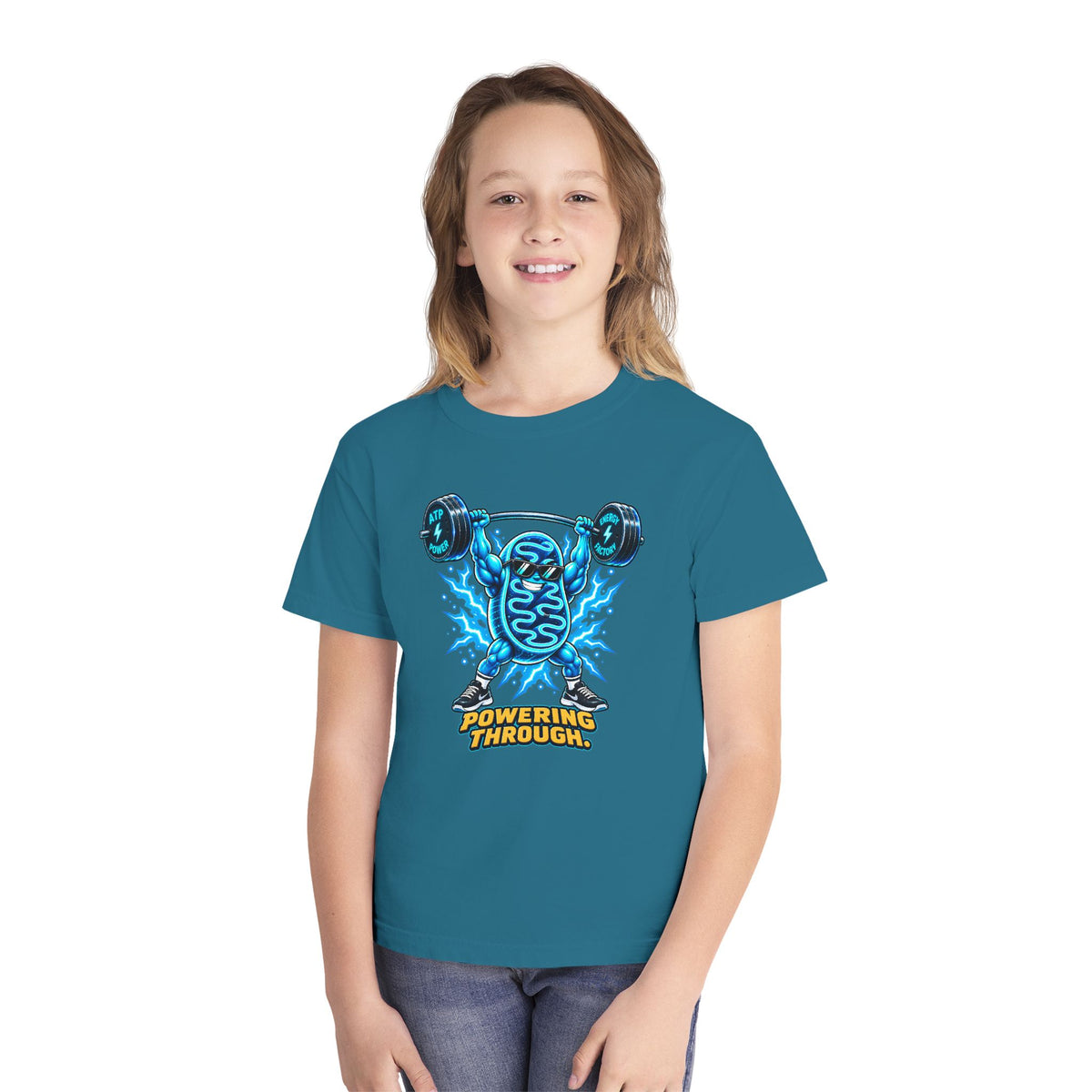Mitochondria Powerhouse, a Science design, on a youth midweight cotton tee