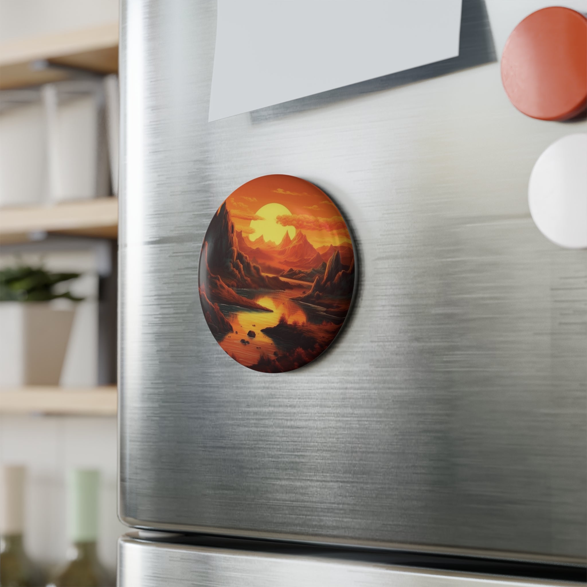 Button Magnet, Round (1 & 10 pcs) - Sunsets 01