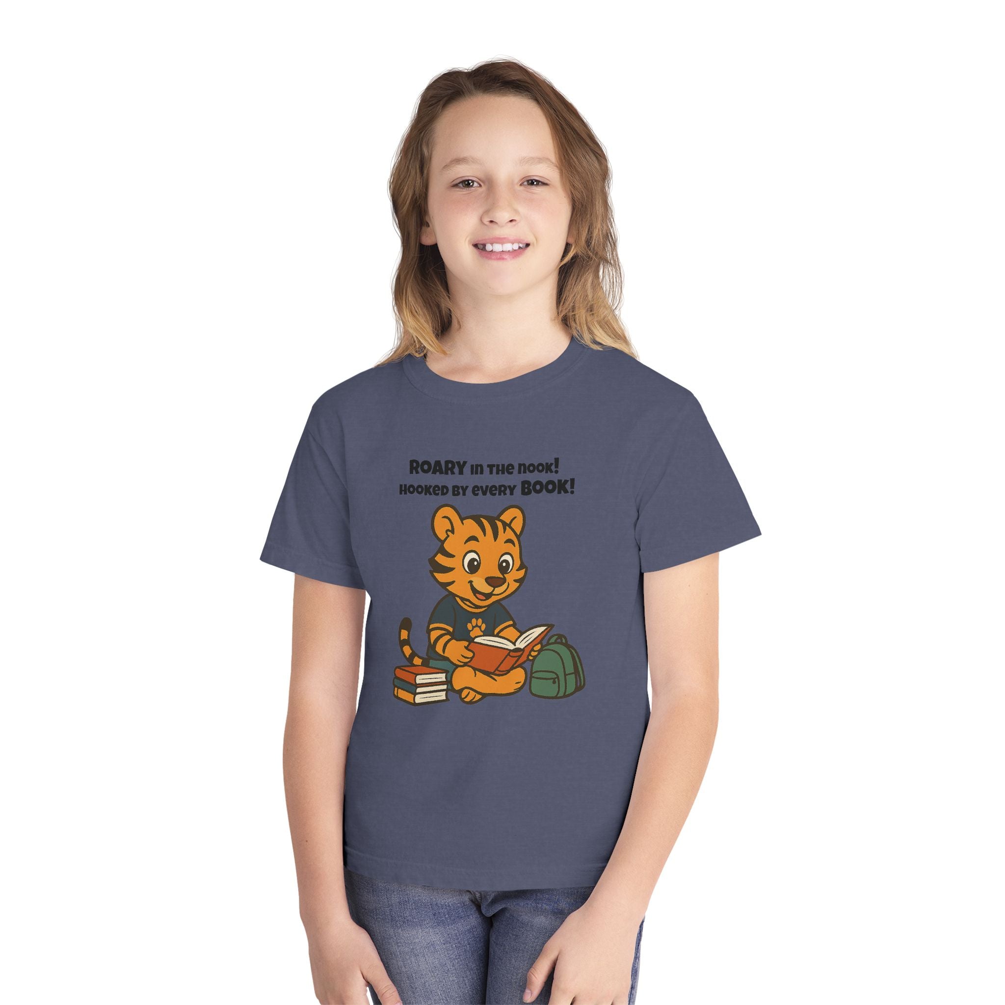 Youth Midweight Cotton Tee - Roary's Adventures in the Library