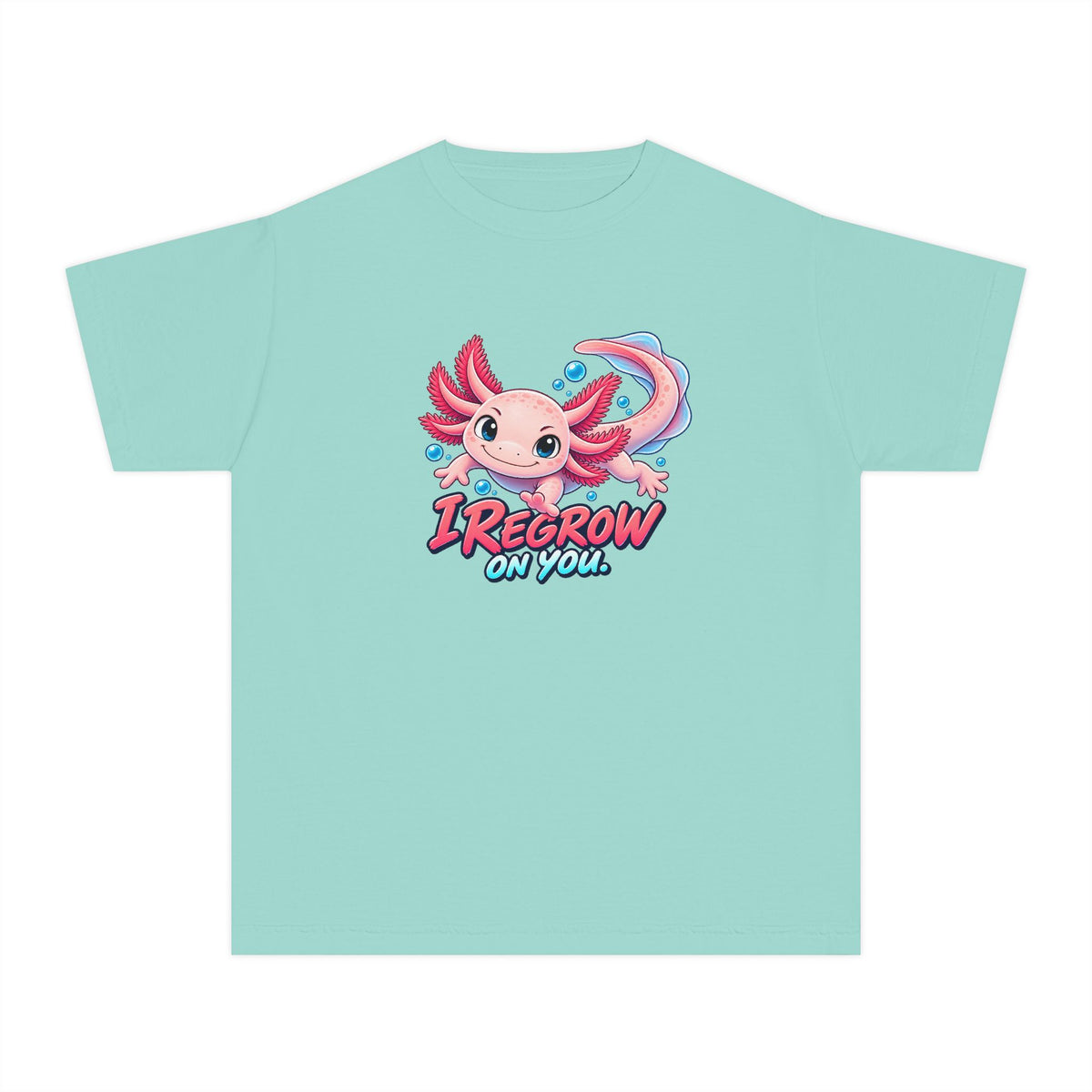 Axolotl, a Science design, on a youth midweight cotton tee