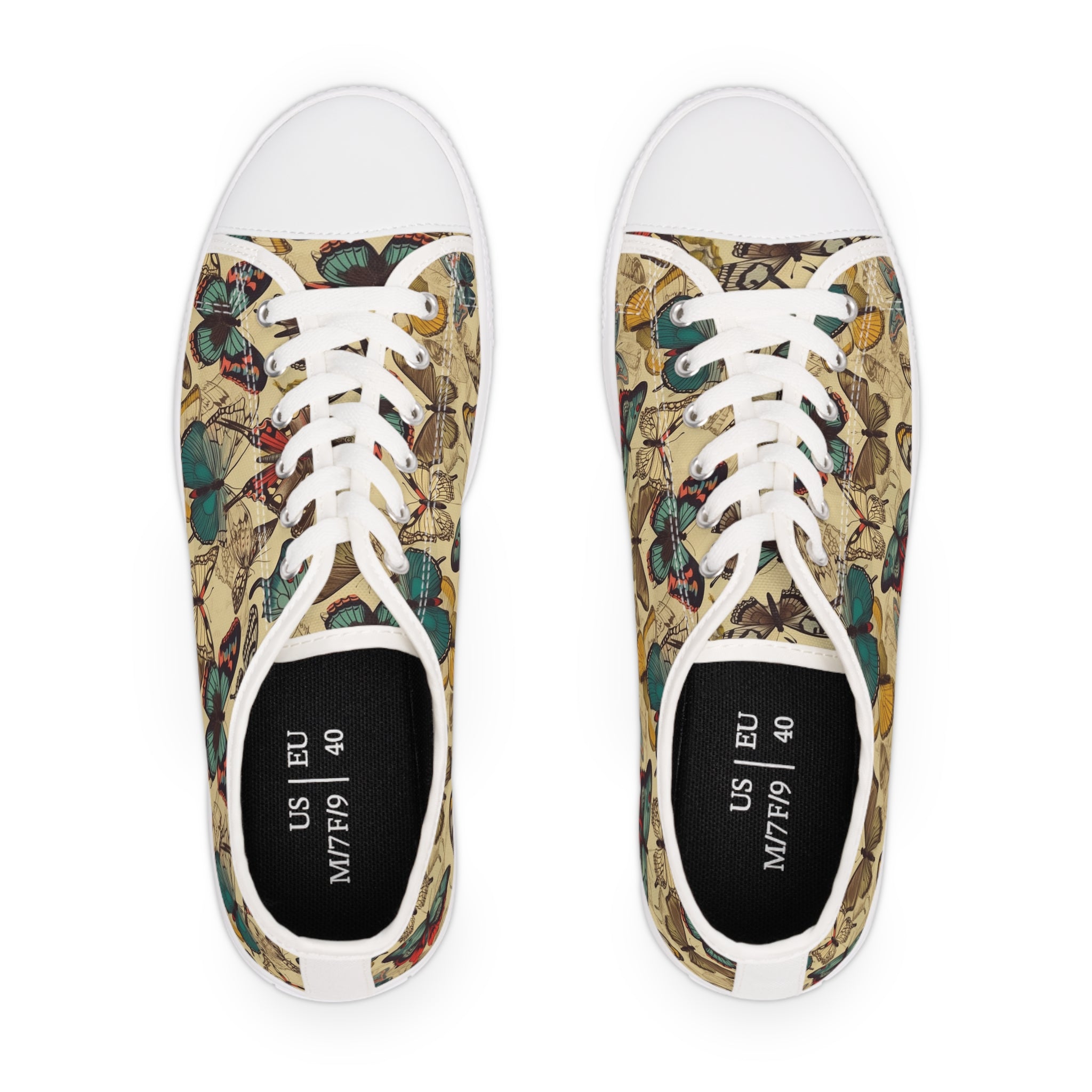 Women's Low Top Sneakers (AOP) - Seamless Butterfly Designs 10