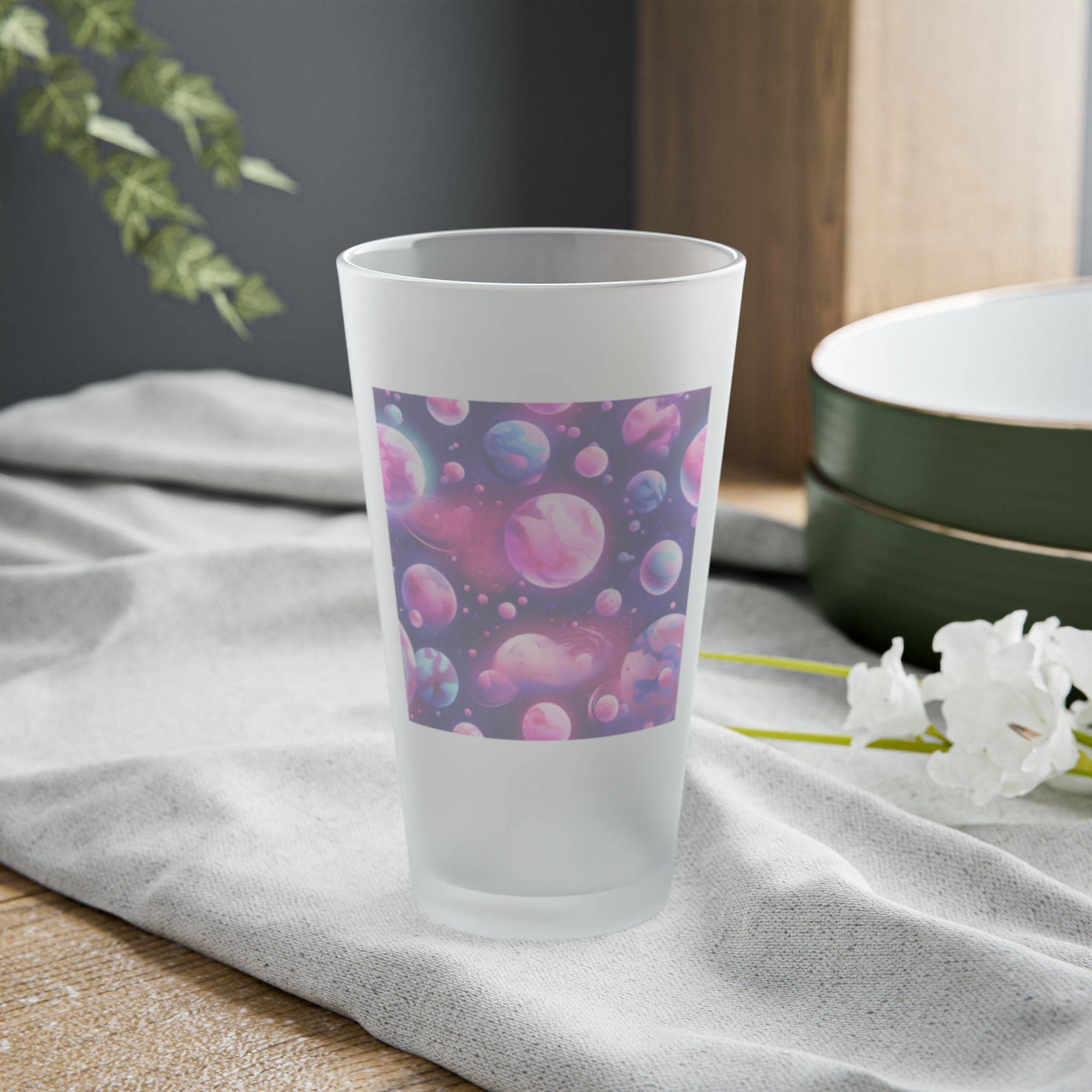 Frosted Pint Glass, 16oz - Vibrant Designs 06