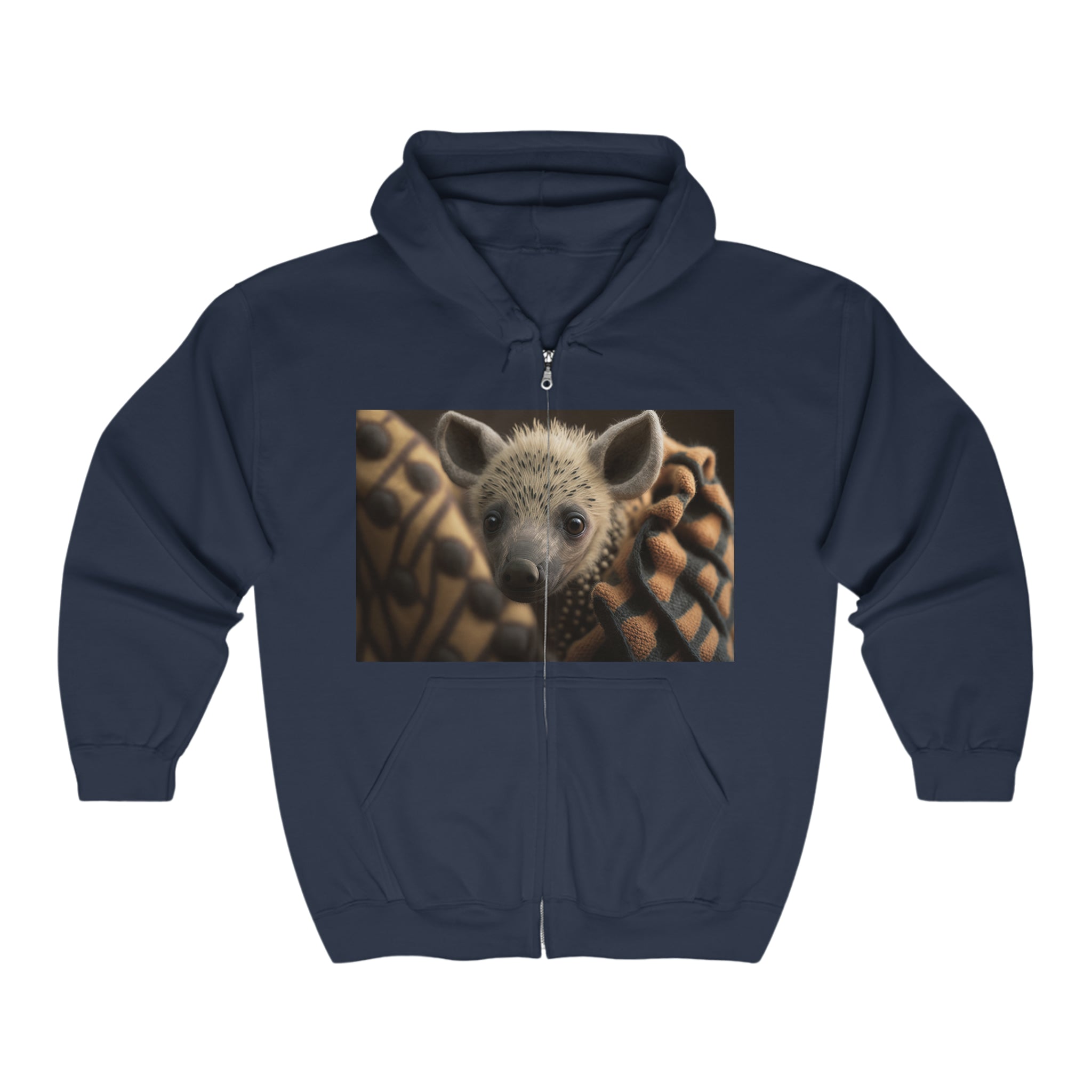 Unisex Heavy Blend™ Full Zip Hooded Sweatshirt - Baby Animals - Hyena
