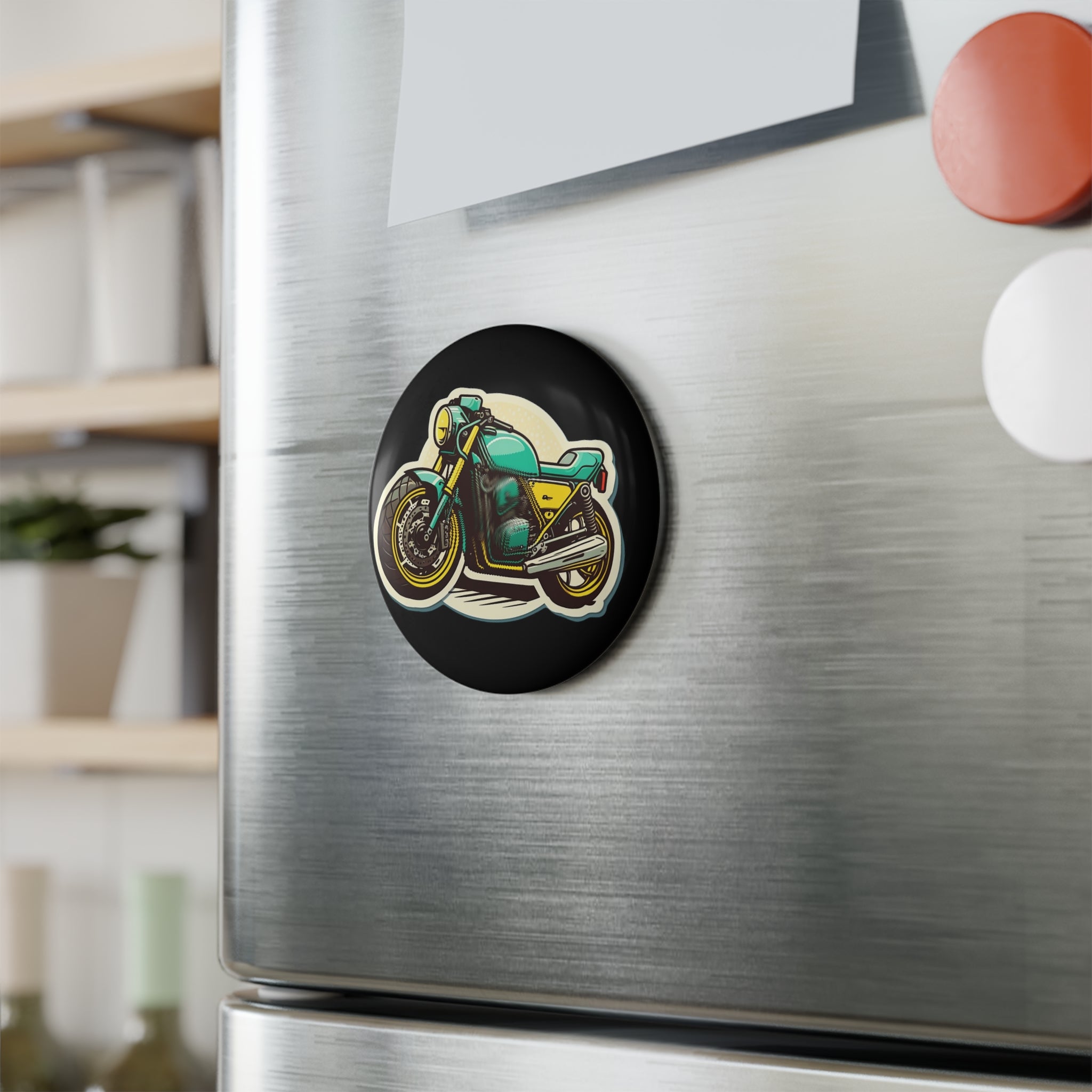 Button Magnet, Round (1 & 10 pcs) - Motorcycle