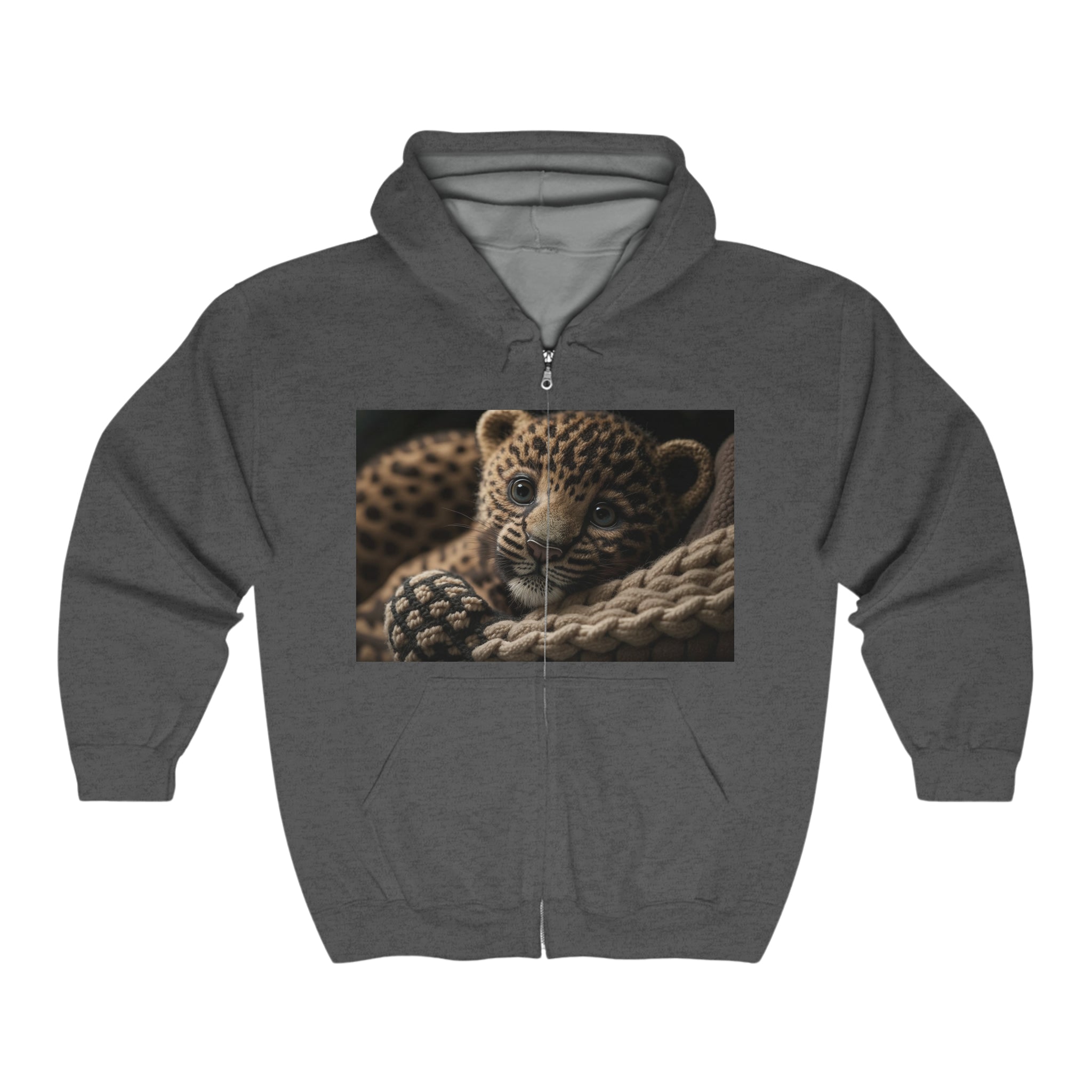 Unisex Heavy Blend™ Full Zip Hooded Sweatshirt - Baby Animals - Jaguar