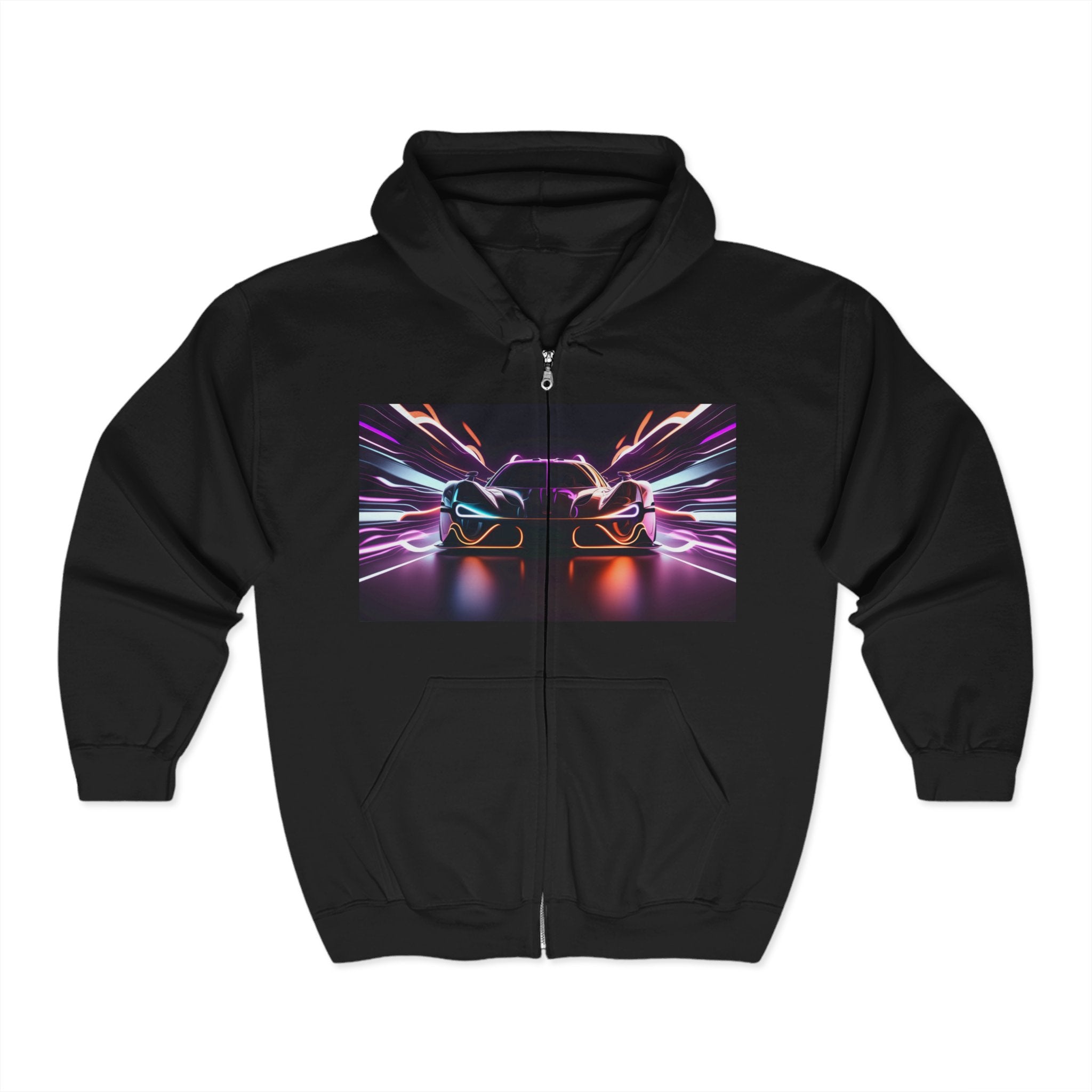 Unisex Heavy Blend™ Full Zip Hooded Sweatshirt - Neon Car 01
