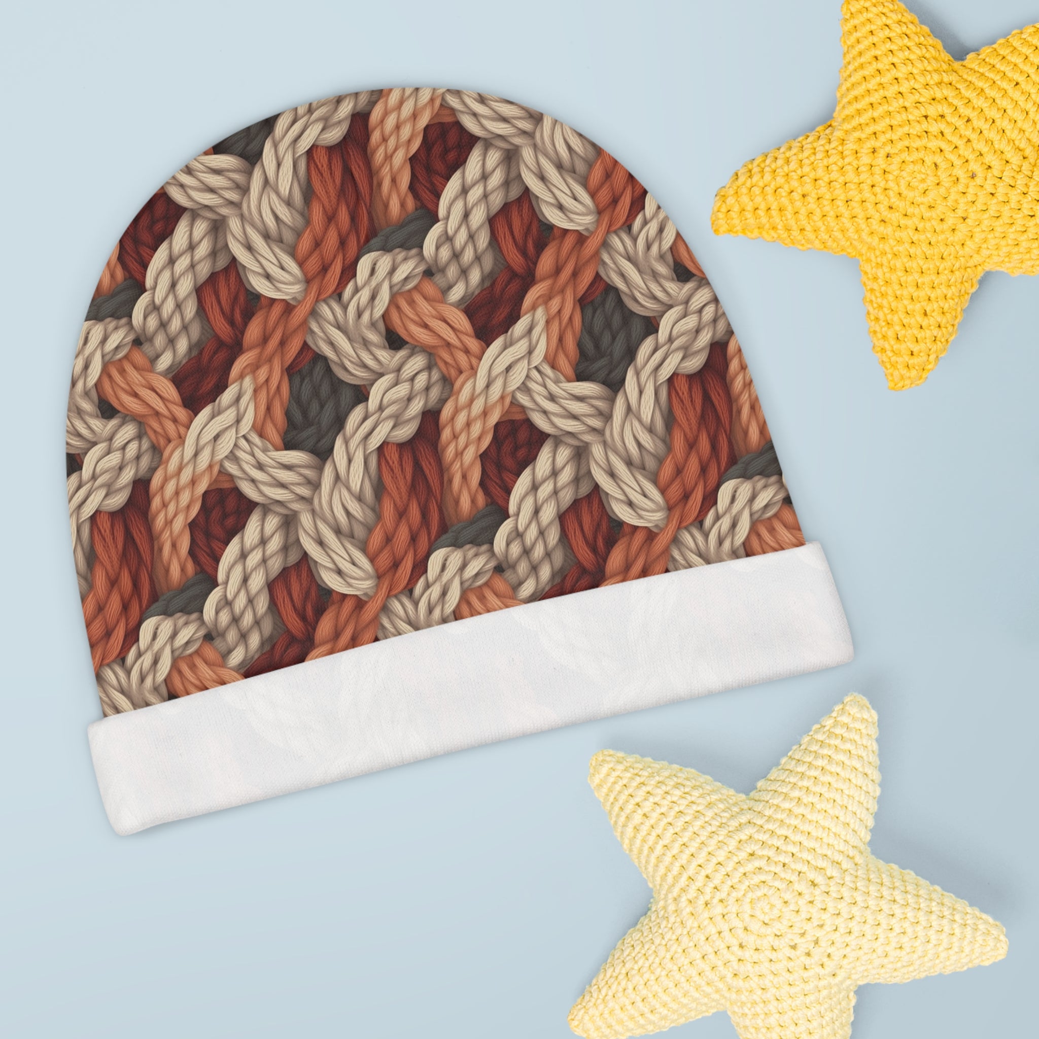 Baby Beanie (AOP) - Seamless Knit Art Design 06