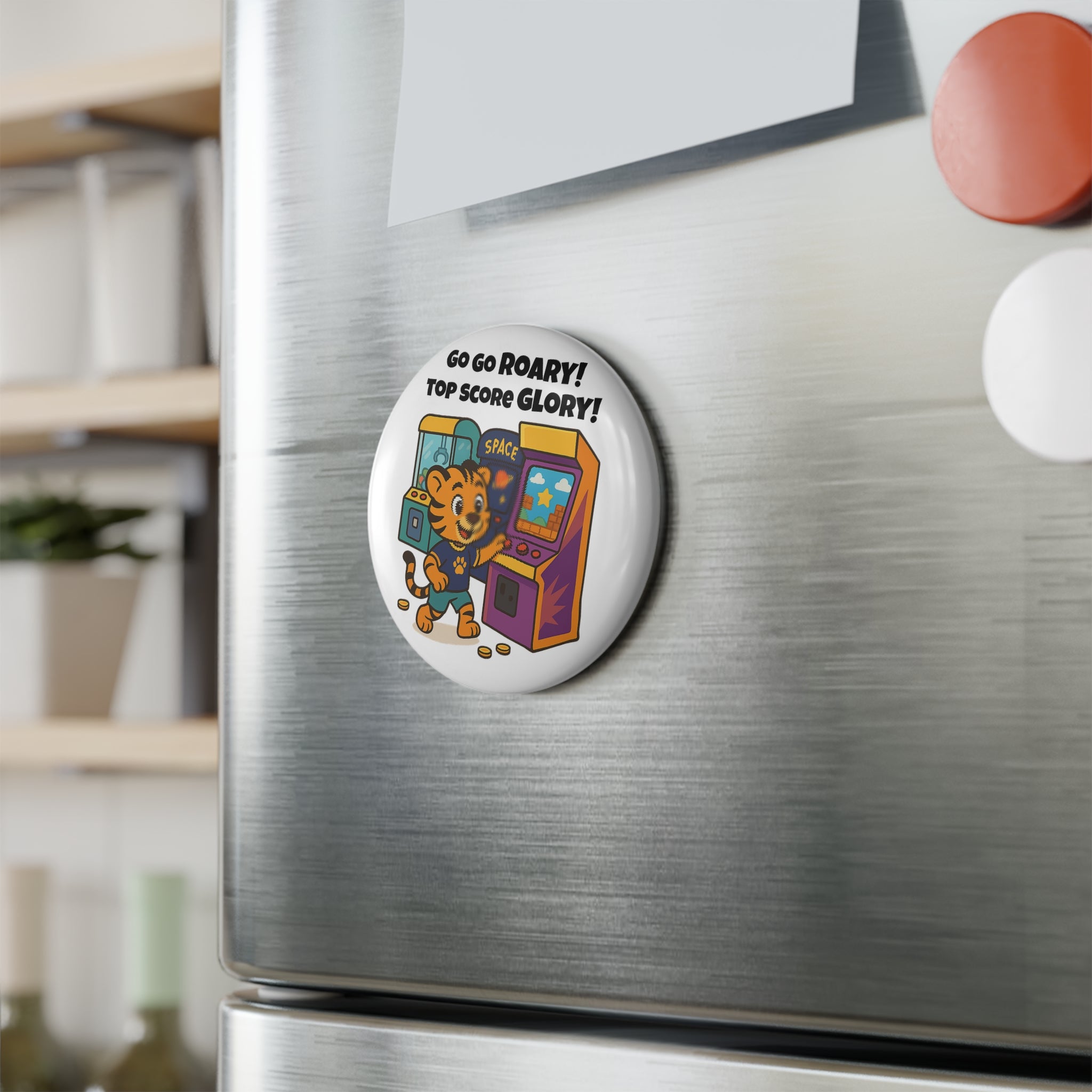 Button Magnet, Round (1 & 10 pcs) - Roary at the Arcade