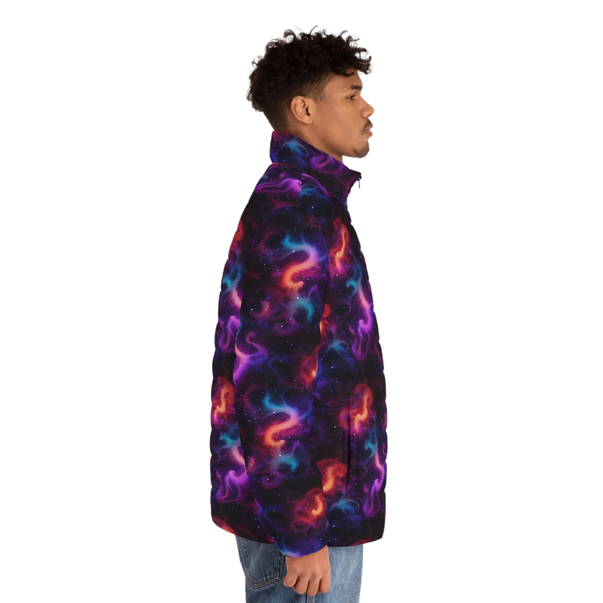 Men's Puffer Jacket (AOP) - Digital Galaxies 04