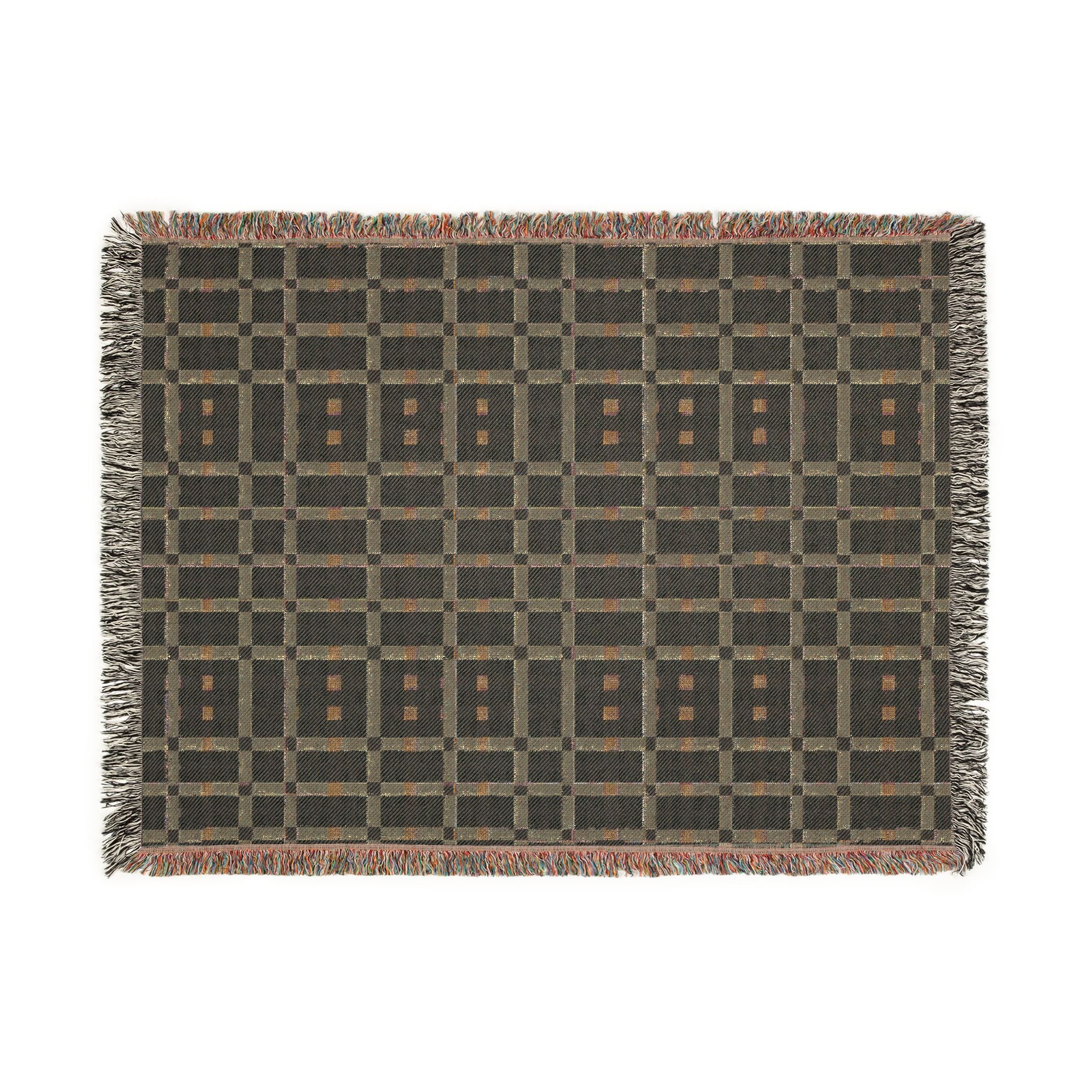 Woven Throw Blanket — Reversible Cozy Check Pattern for Living Room & Cabin - Design 01