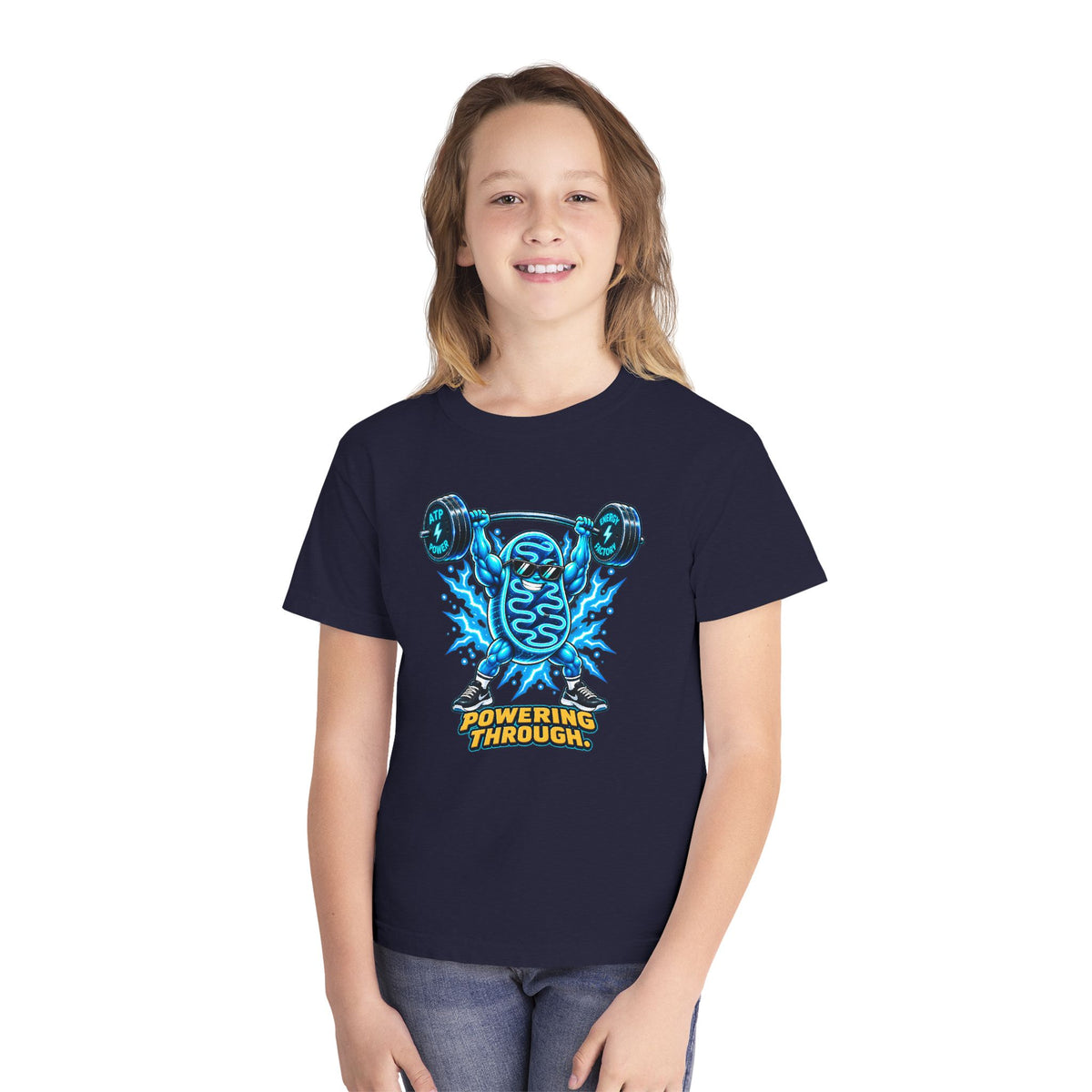Mitochondria Powerhouse, a Science design, on a youth midweight cotton tee