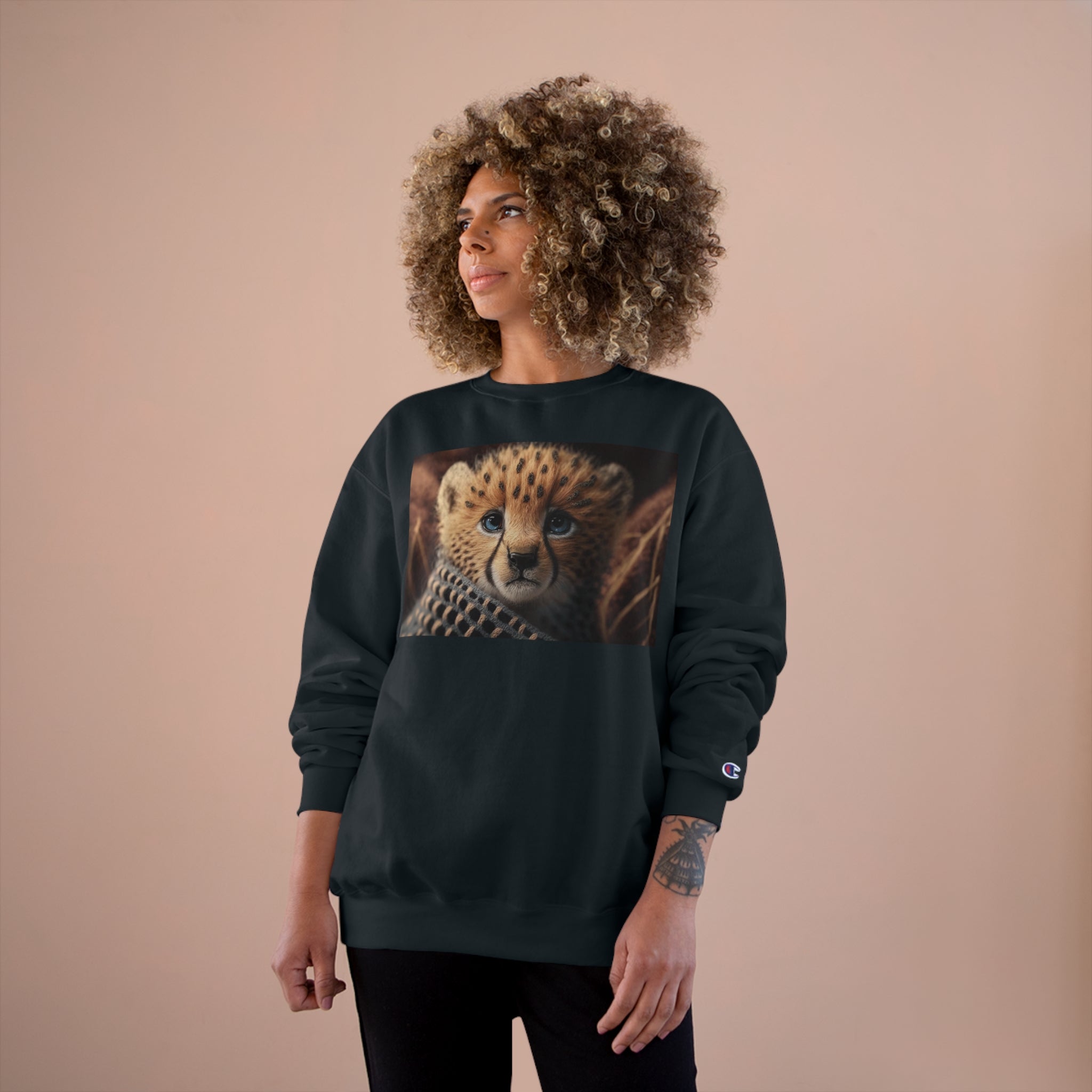 Champion Sweatshirt - Knit Animals, Cheetah Cub