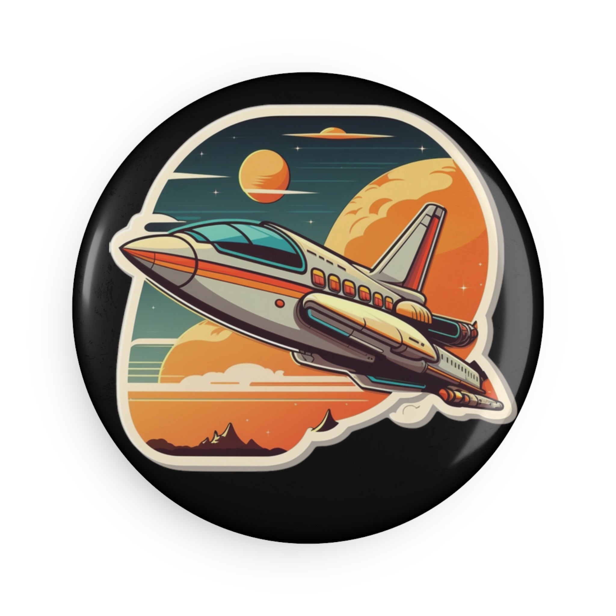 Button Magnet, Round (1 & 10 pcs) - Spaceship