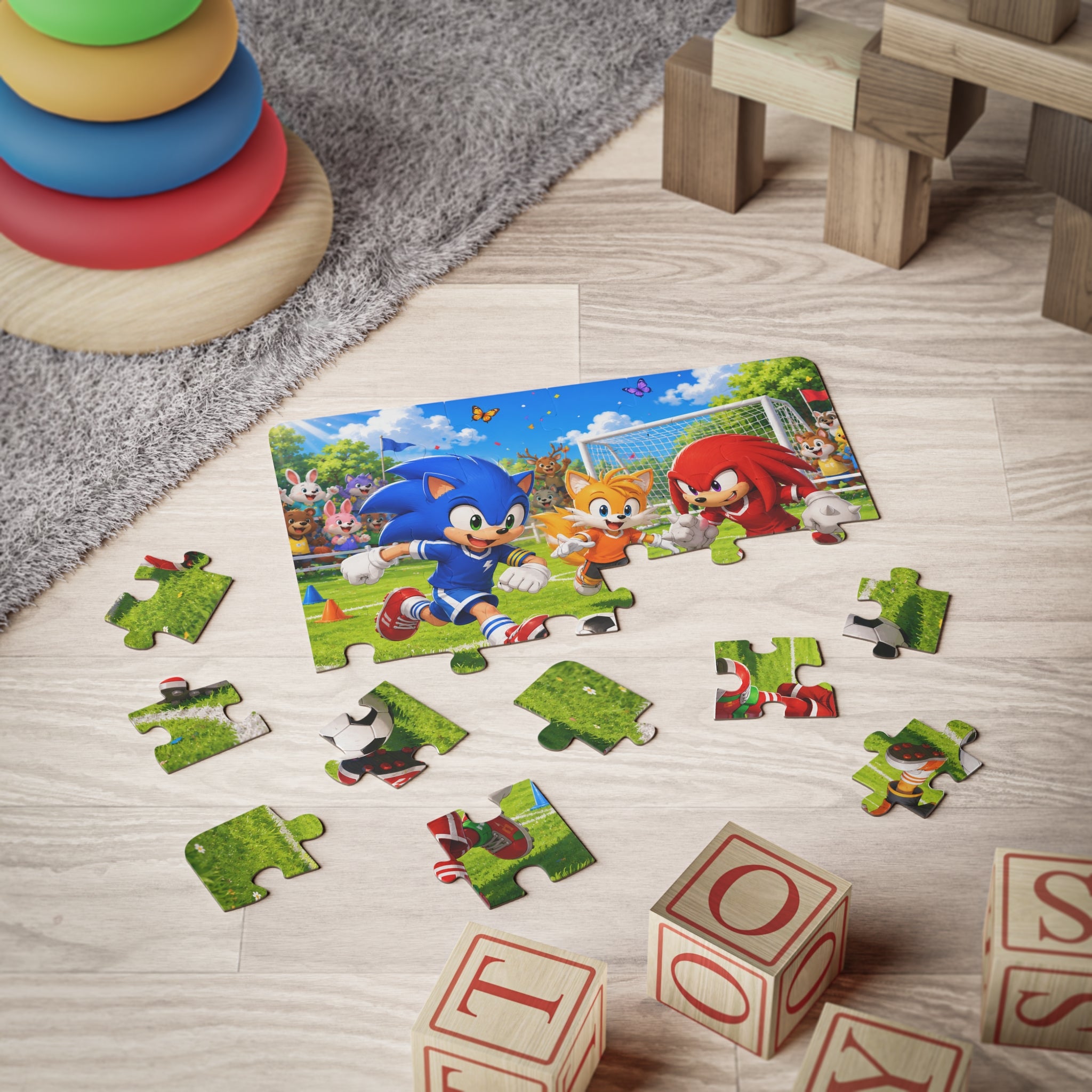 Kids' Puzzle, 30-Piece - Sonic, Tails & Knuckles playing Soccer