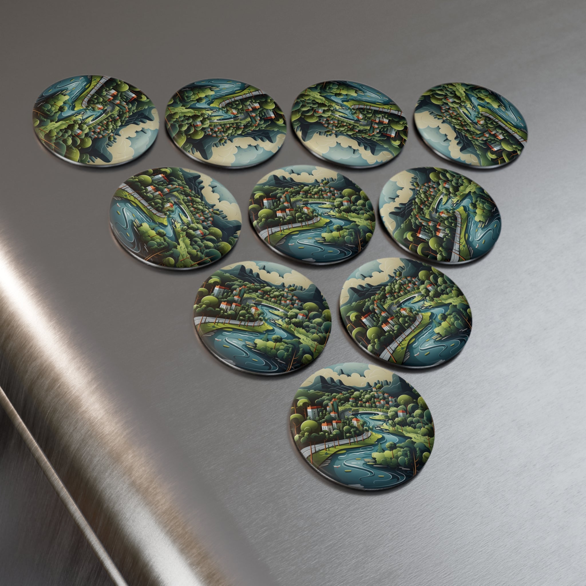 Button Magnet, Round (1 & 10 pcs) - Isometric City Designs 14