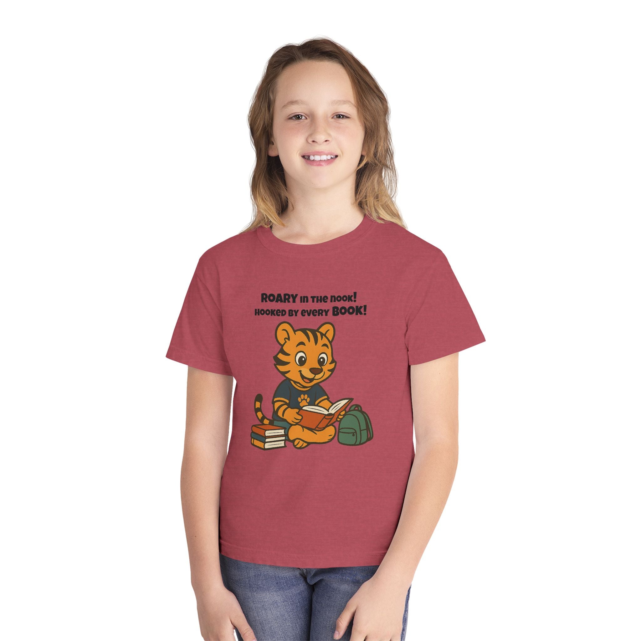 Youth Midweight Cotton Tee - Roary's Adventures in the Library