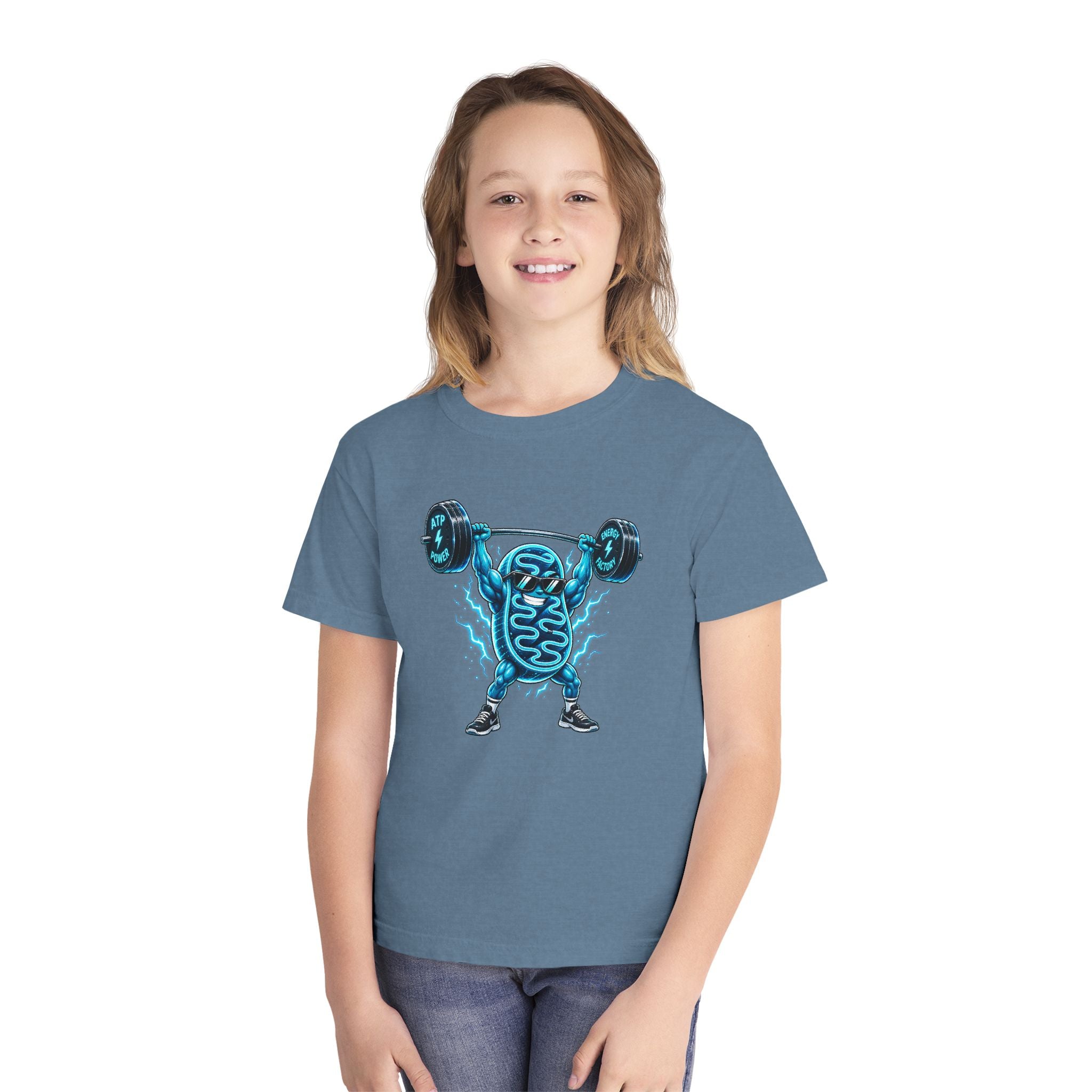 Youth Midweight Cotton Tee - Mitochondria Powerhouse
