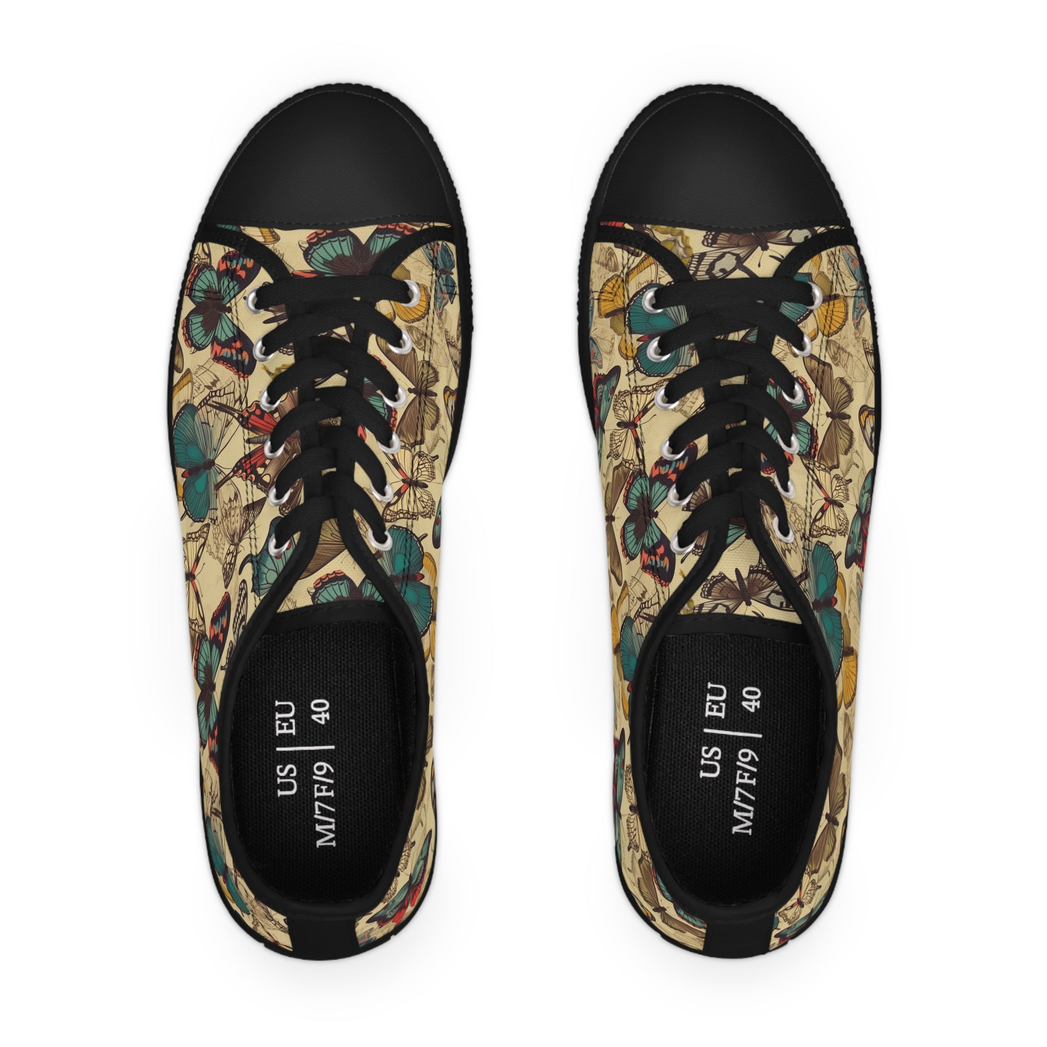 Women's Low Top Sneakers (AOP) - Seamless Butterfly Designs 10