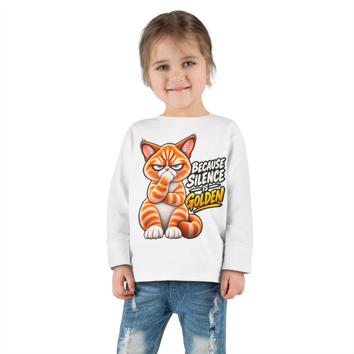 Silence is Golden - Mildly Feral - Toddler Long Sleeve Tee