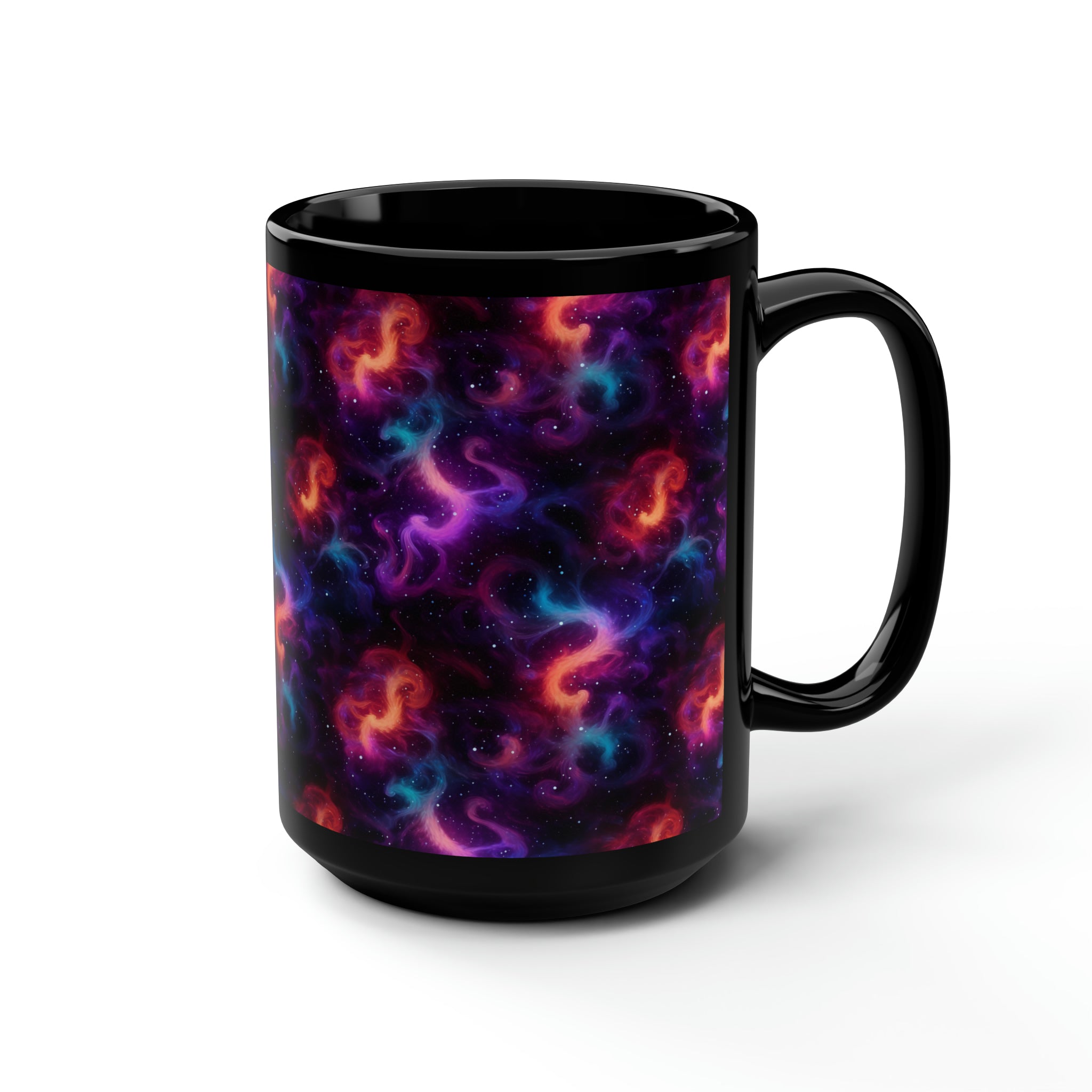 Black Mug, 15oz (AOP) - Fantasy Galaxies 04