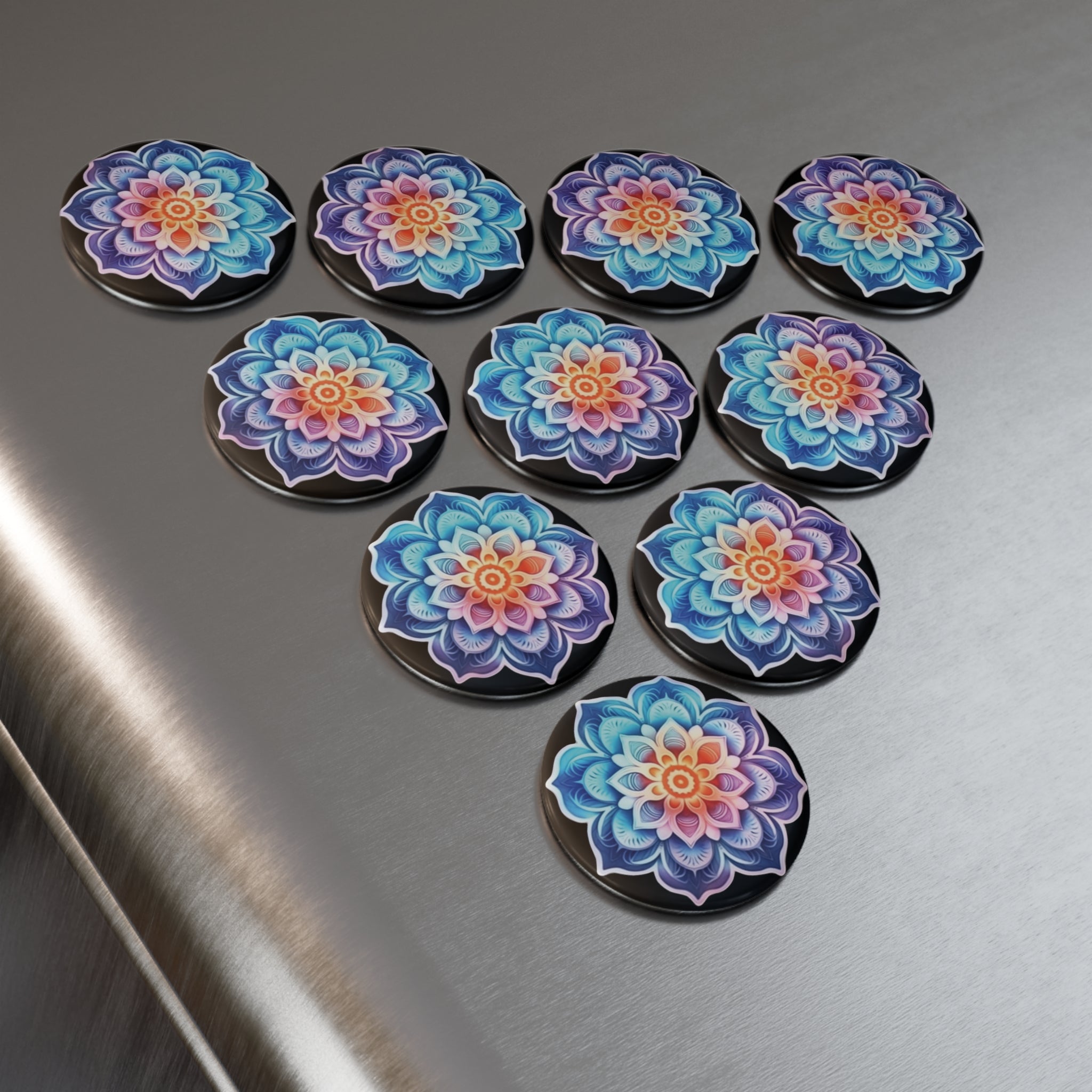 Button Magnet, Round (1 & 10 pcs) - Mandalas 06