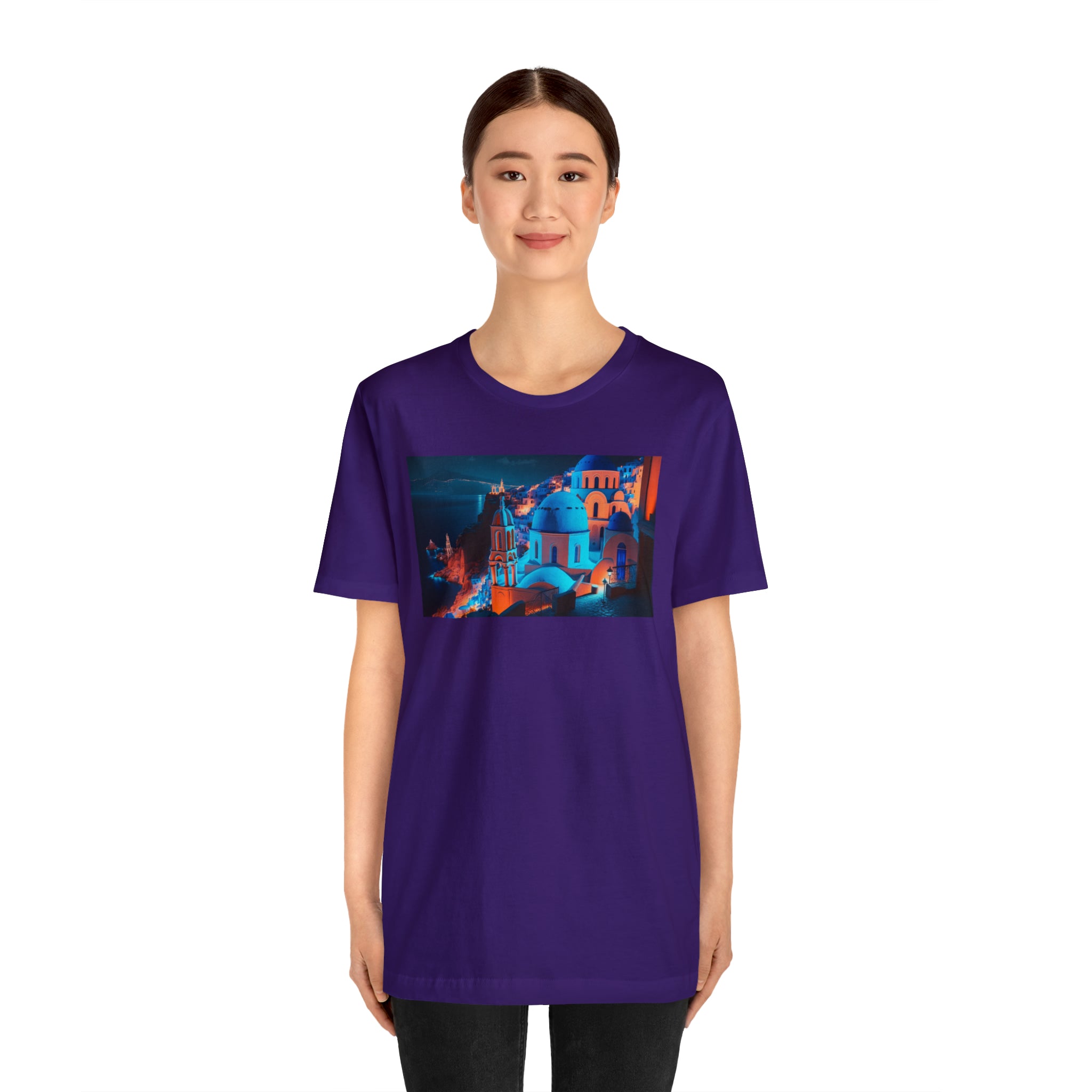 Unisex Jersey Short Sleeve Tee - Oia Blue Domes, Greece