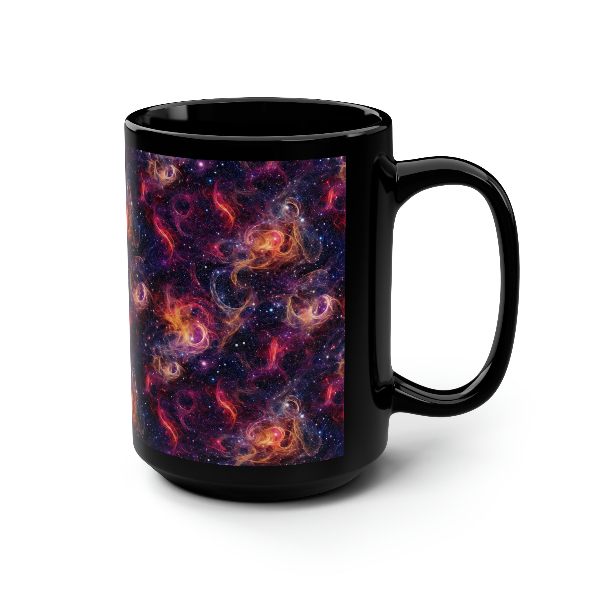 Black Mug, 15oz (AOP) - Fantasy Galaxies 01