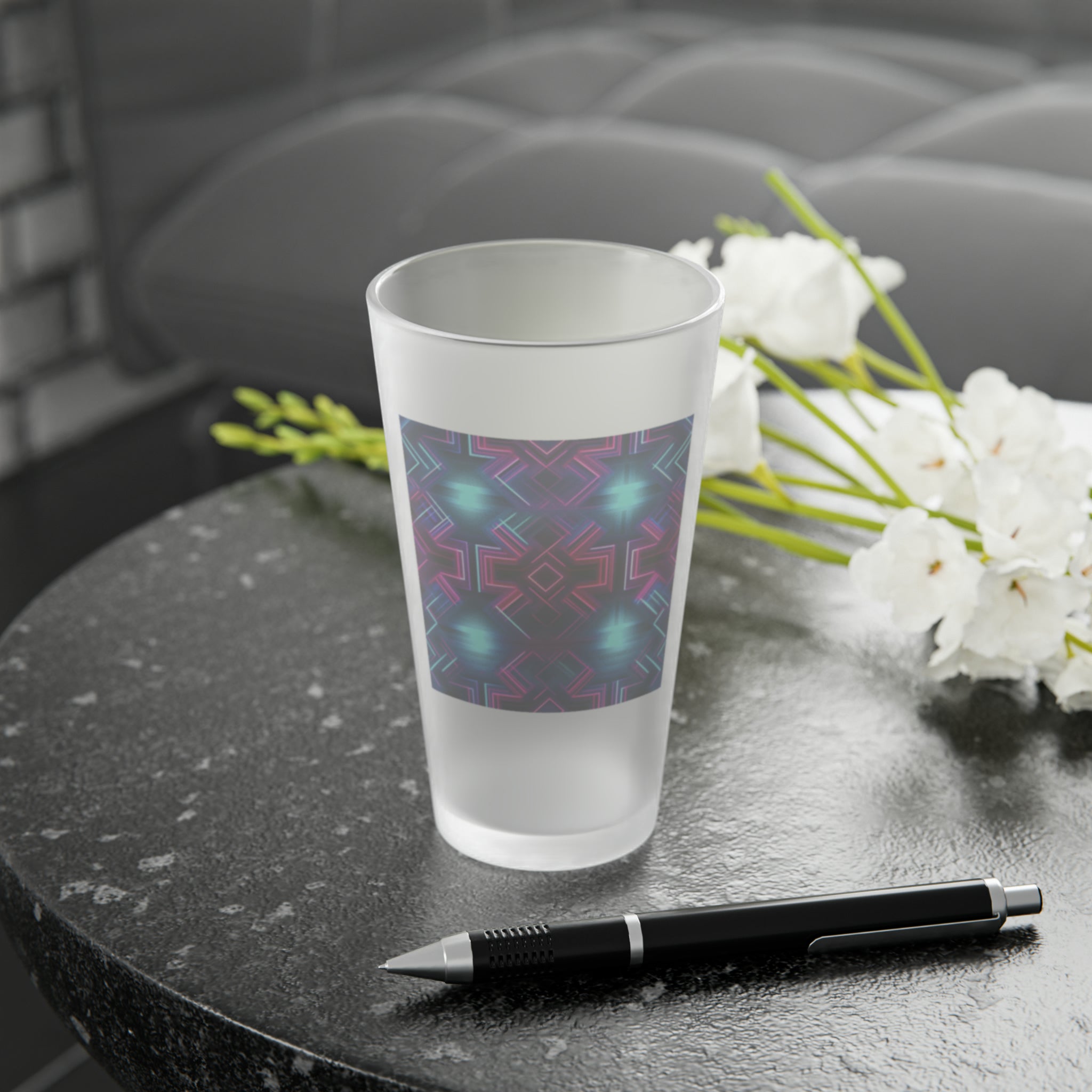 Frosted Pint Glass, 16oz - Vibrant Designs 02