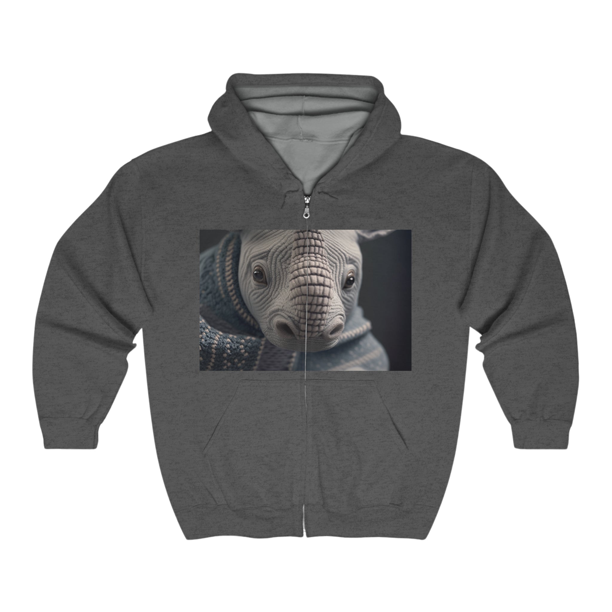 Unisex Heavy Blend™ Full Zip Hooded Sweatshirt - Baby Animals - Rhinoceros