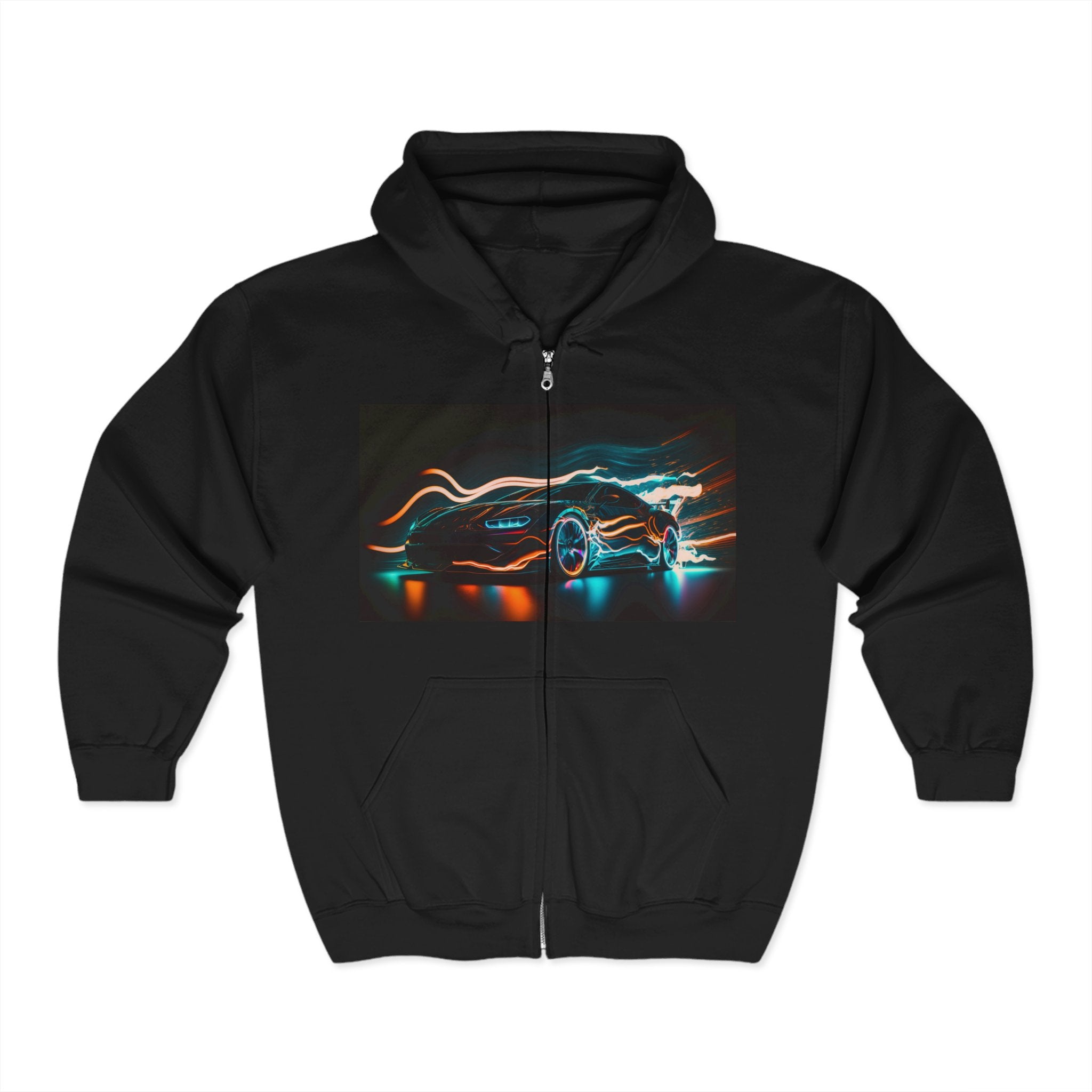 Unisex Heavy Blend™ Full Zip Hooded Sweatshirt - Neon Car 15