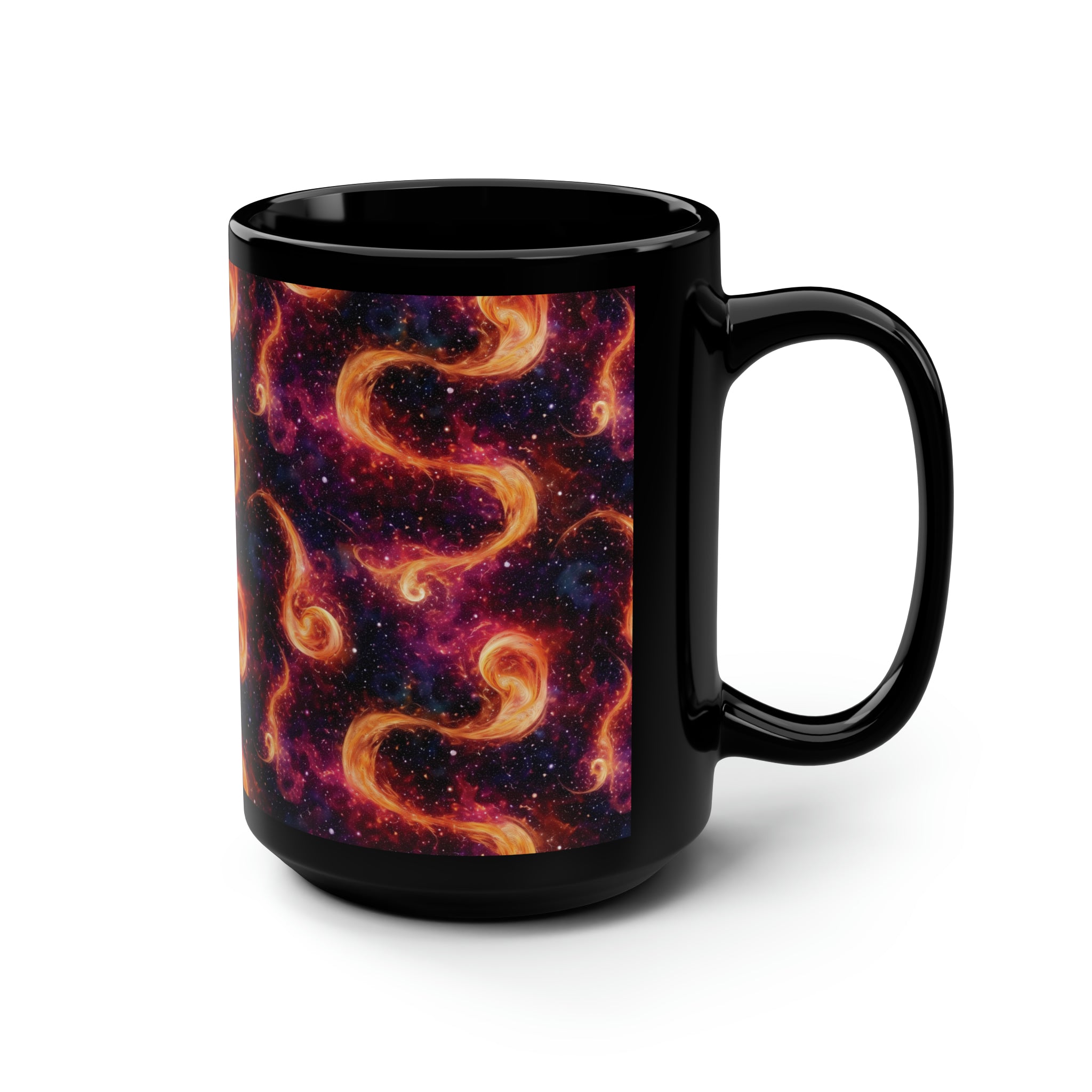 Black Mug, 15oz (AOP) - Fantasy Galaxies 03