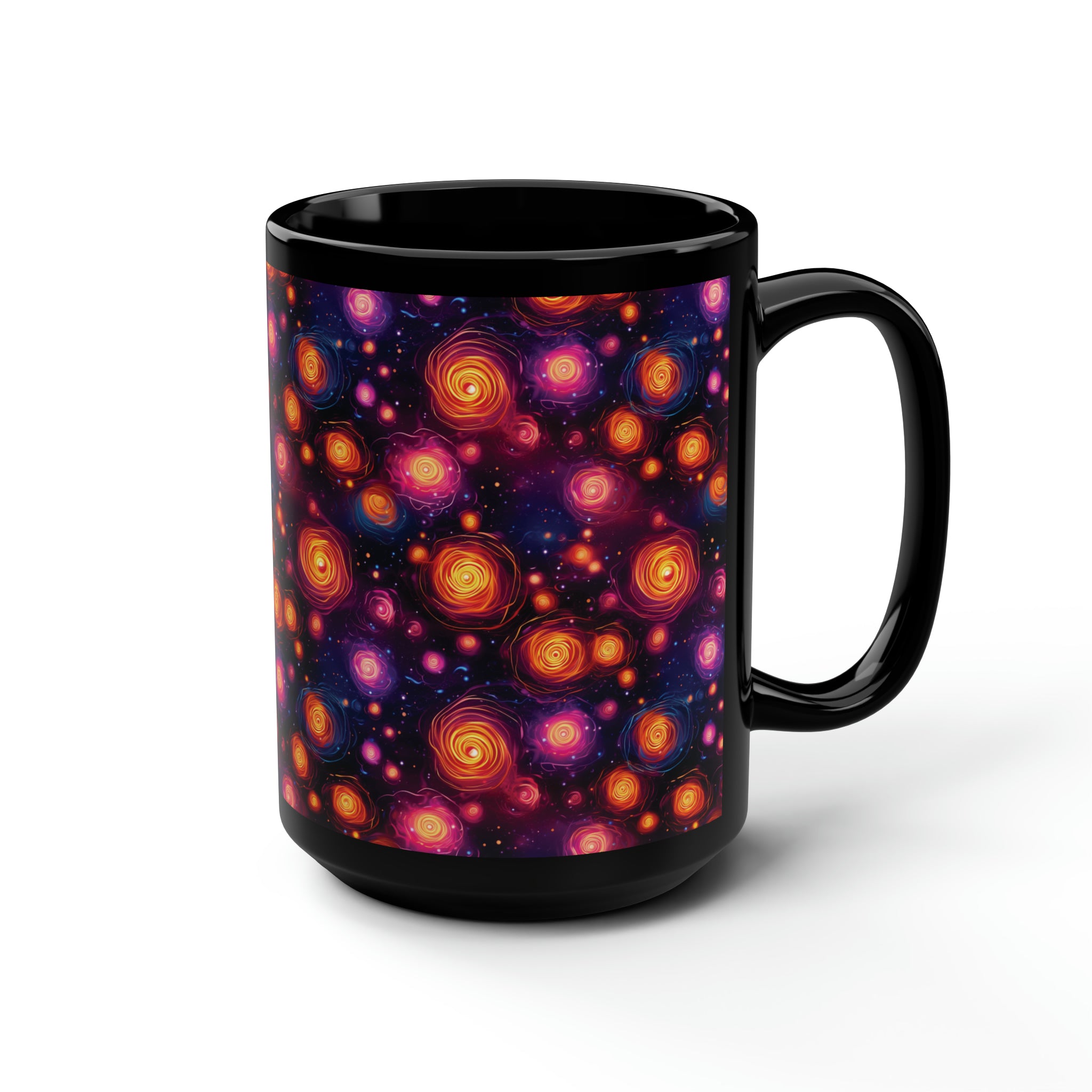 Black Mug, 15oz (AOP) - Fantasy Galaxies 07