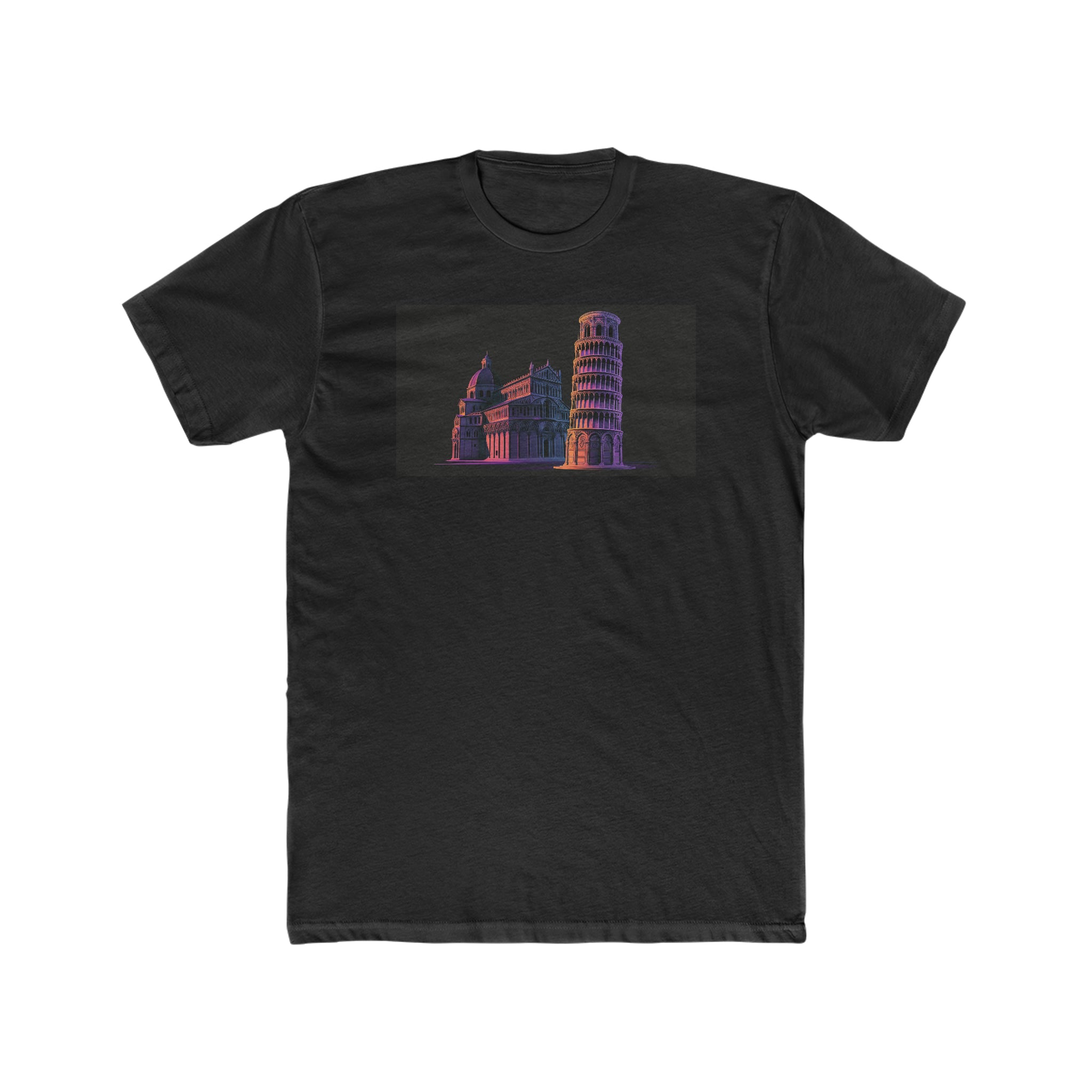 Men's Cotton Crew Tee - Fantasy Art - Leaning Tower of Pisa