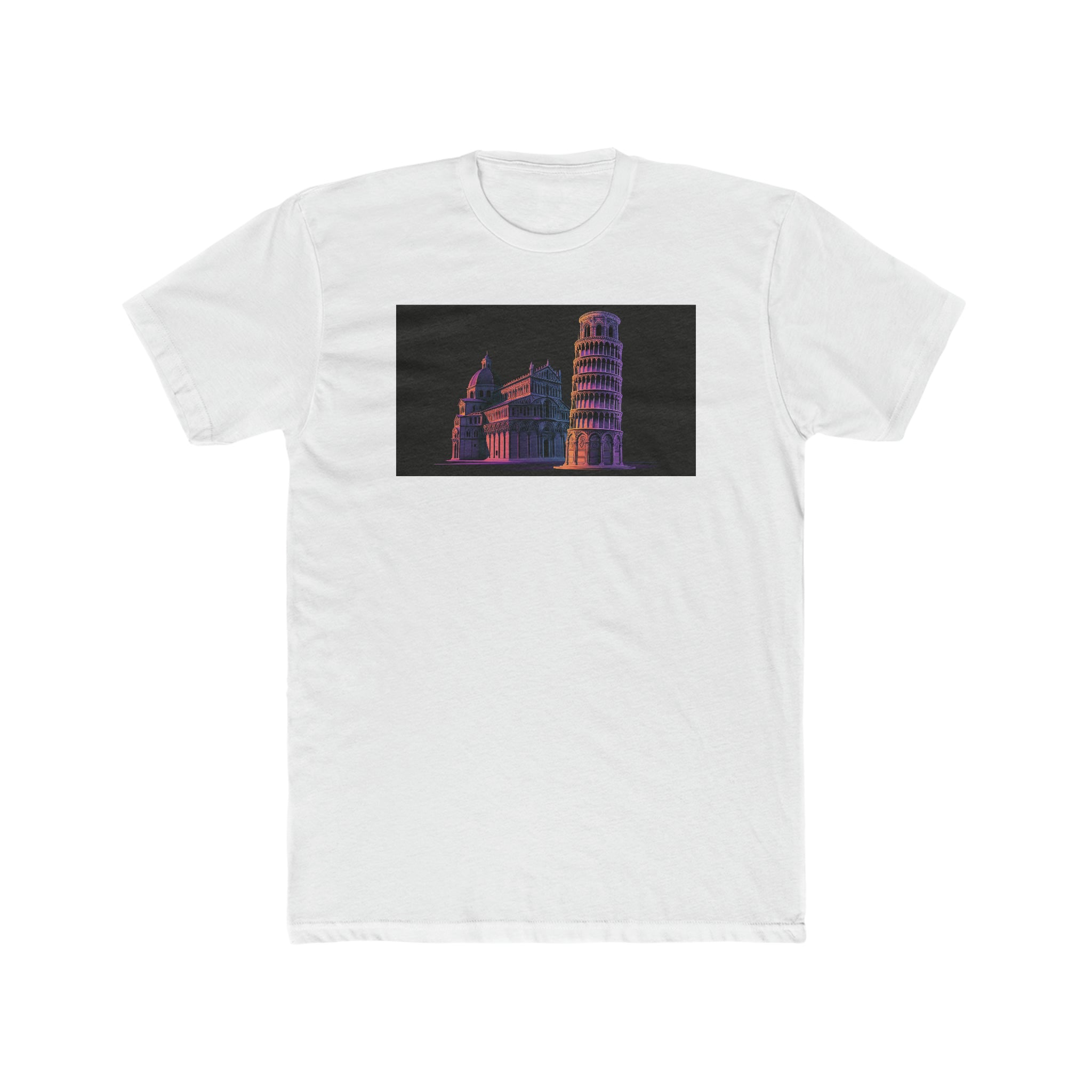 Men's Cotton Crew Tee - Fantasy Art - Leaning Tower of Pisa