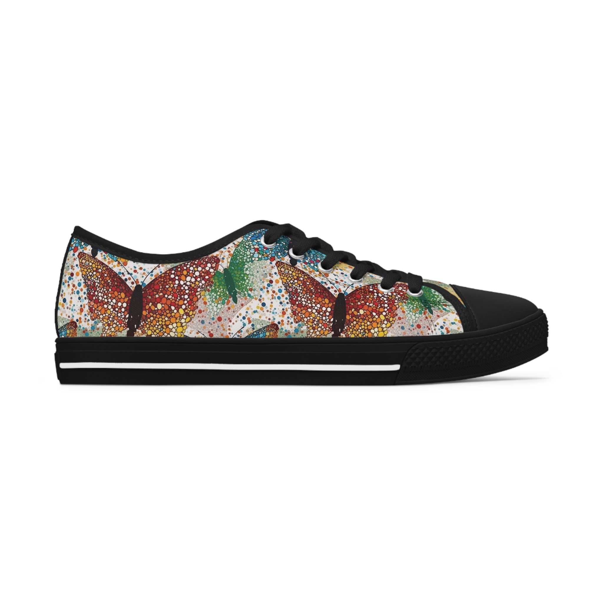 Women's Low Top Sneakers (AOP) - Seamless Butterfly Designs 08