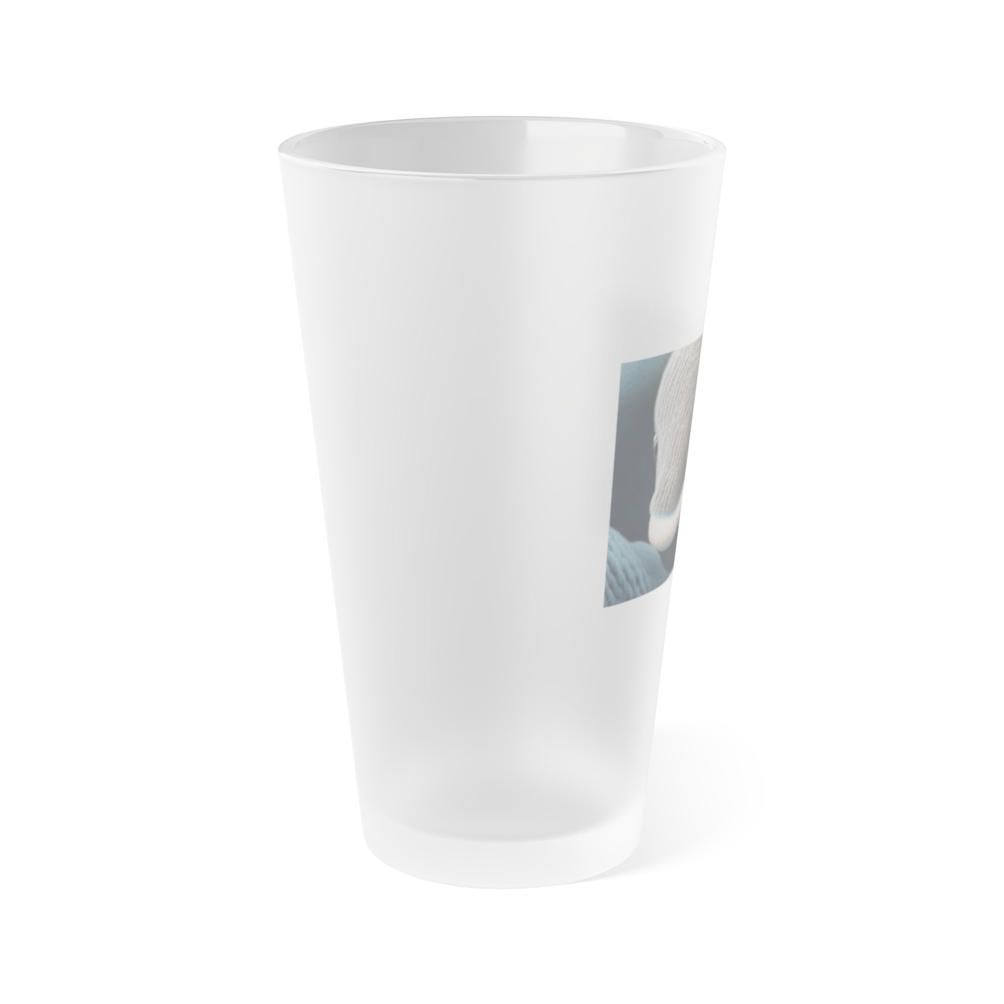Frosted Pint Glass, 16oz - Animal Knit Arts, Dolphin calf