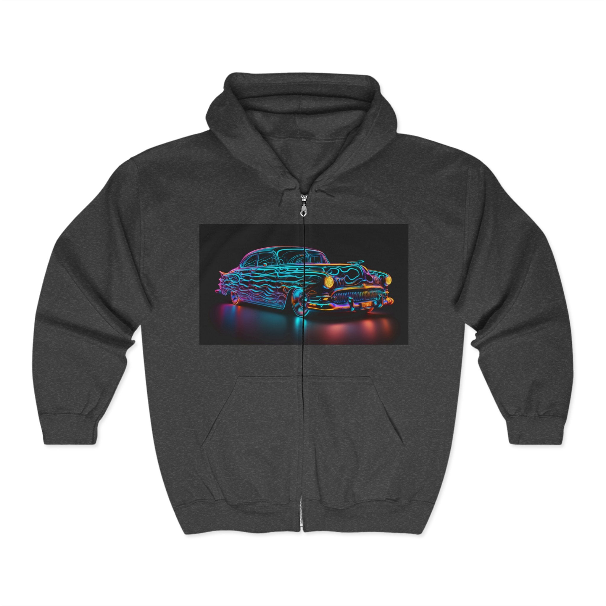 Unisex Heavy Blend™ Full Zip Hooded Sweatshirt - Neon Car 08
