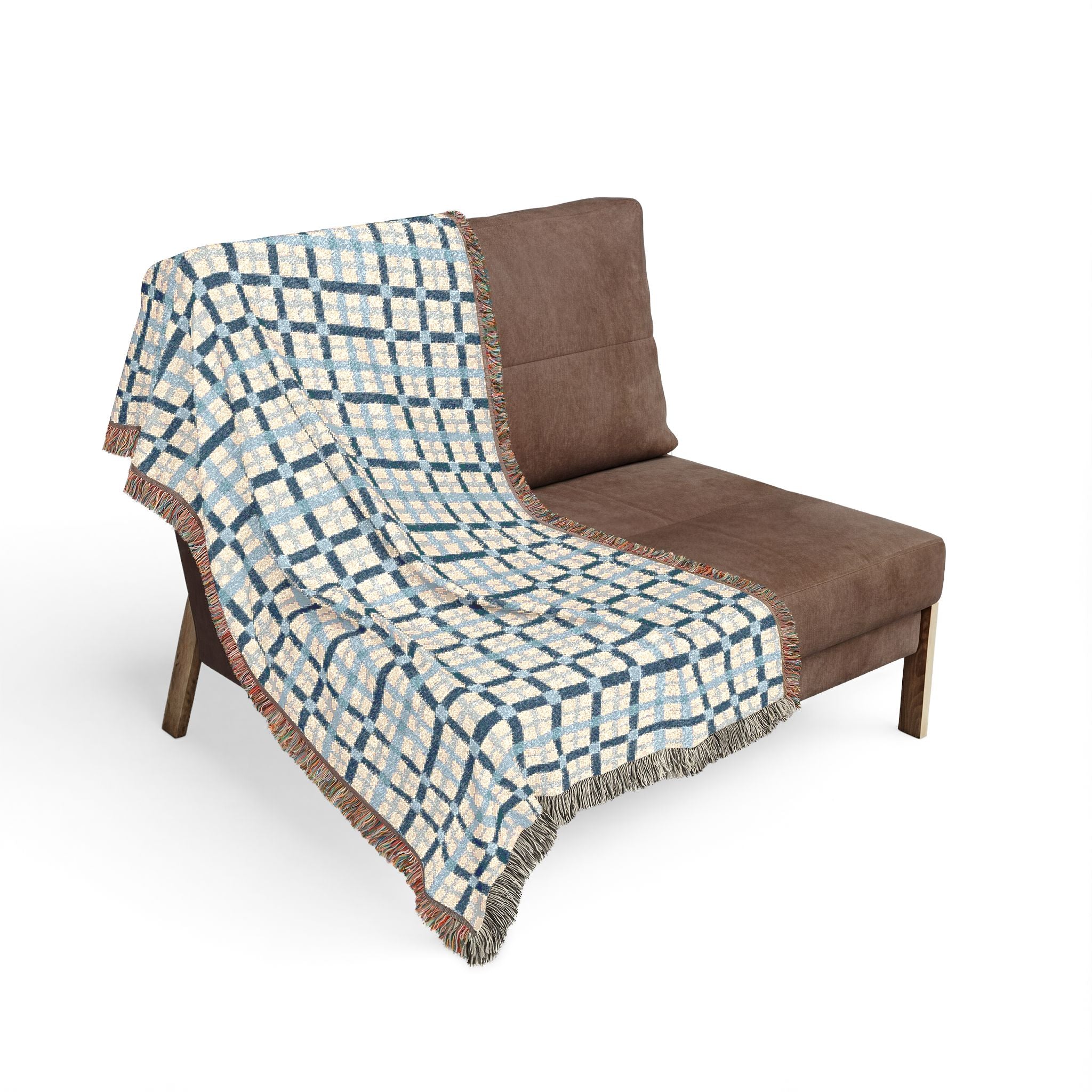 Woven Throw Blanket — Reversible Cozy Check Pattern for Living Room & Cabin - Design 01