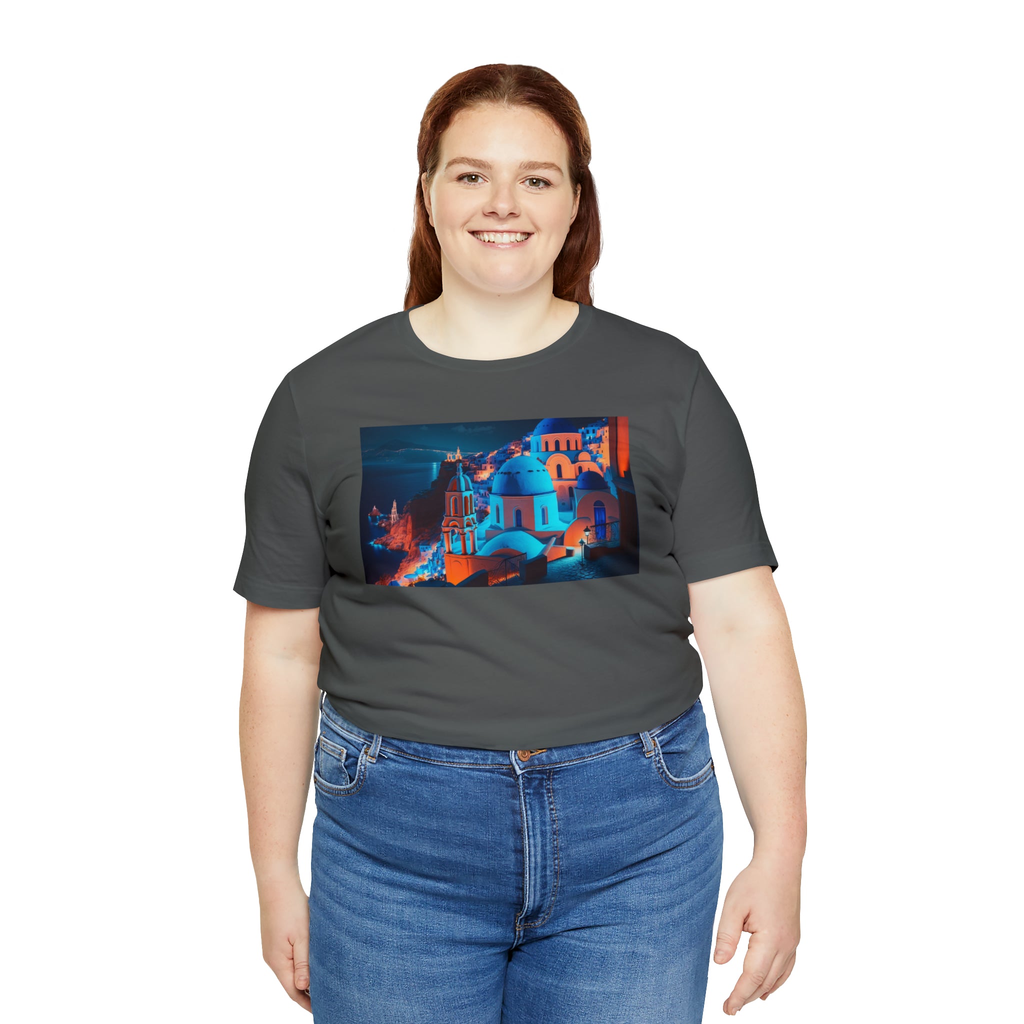 Unisex Jersey Short Sleeve Tee - Oia Blue Domes, Greece