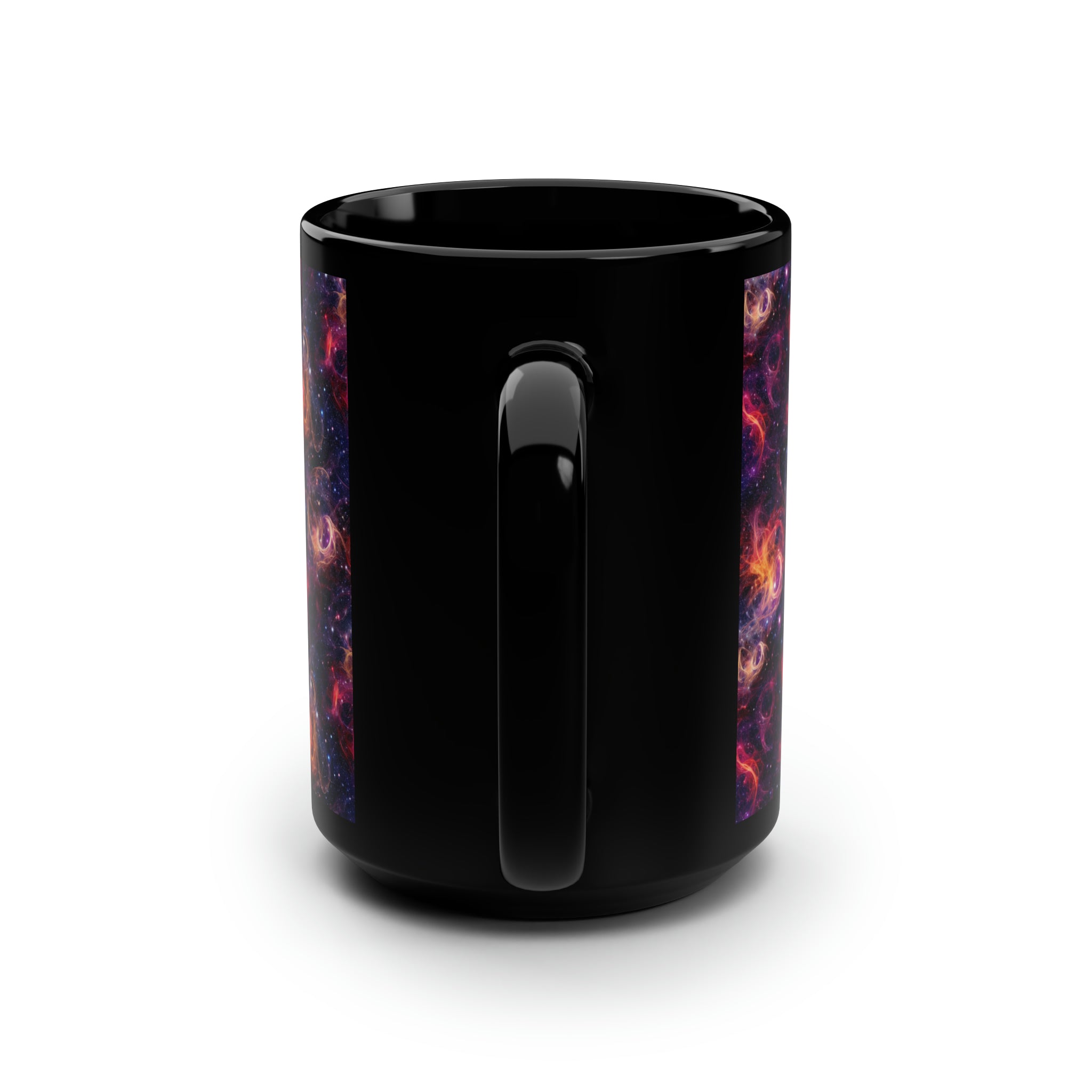 Black Mug, 15oz (AOP) - Fantasy Galaxies 01